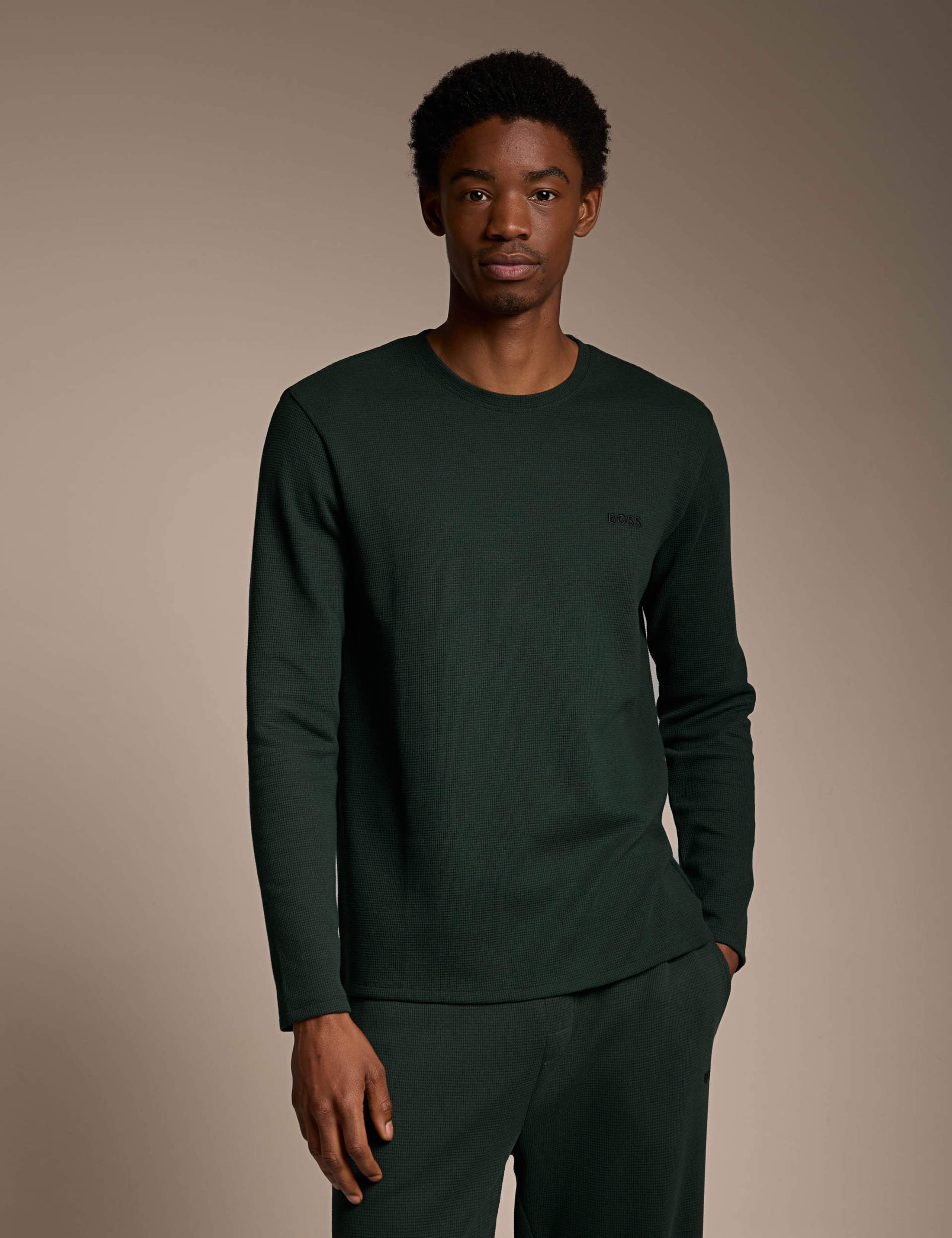 Cotton Rich Waffle Long Sleeve T-Shirt 1 of 5