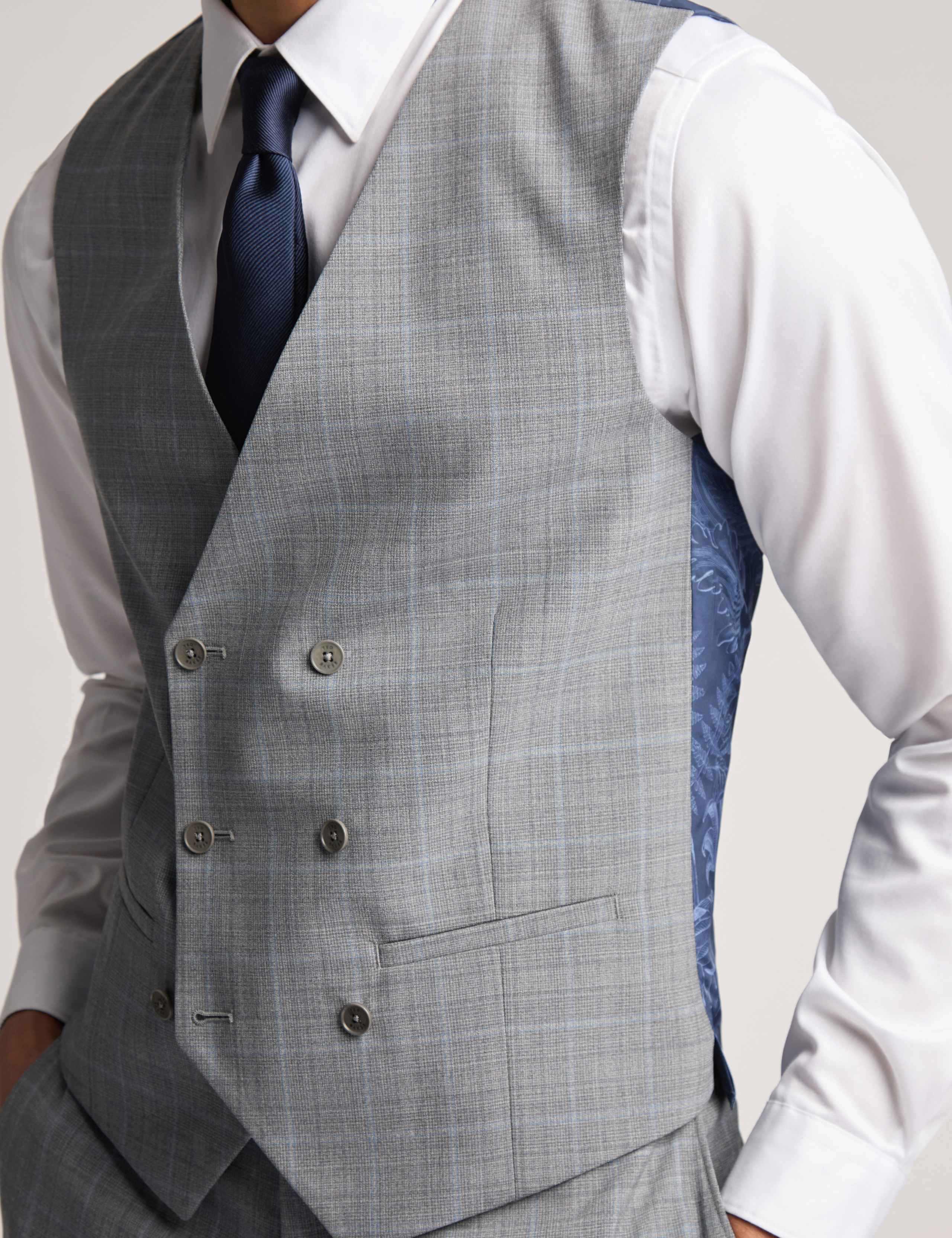 Slim Fit Wool Rich Check Waistcoat 3 of 3
