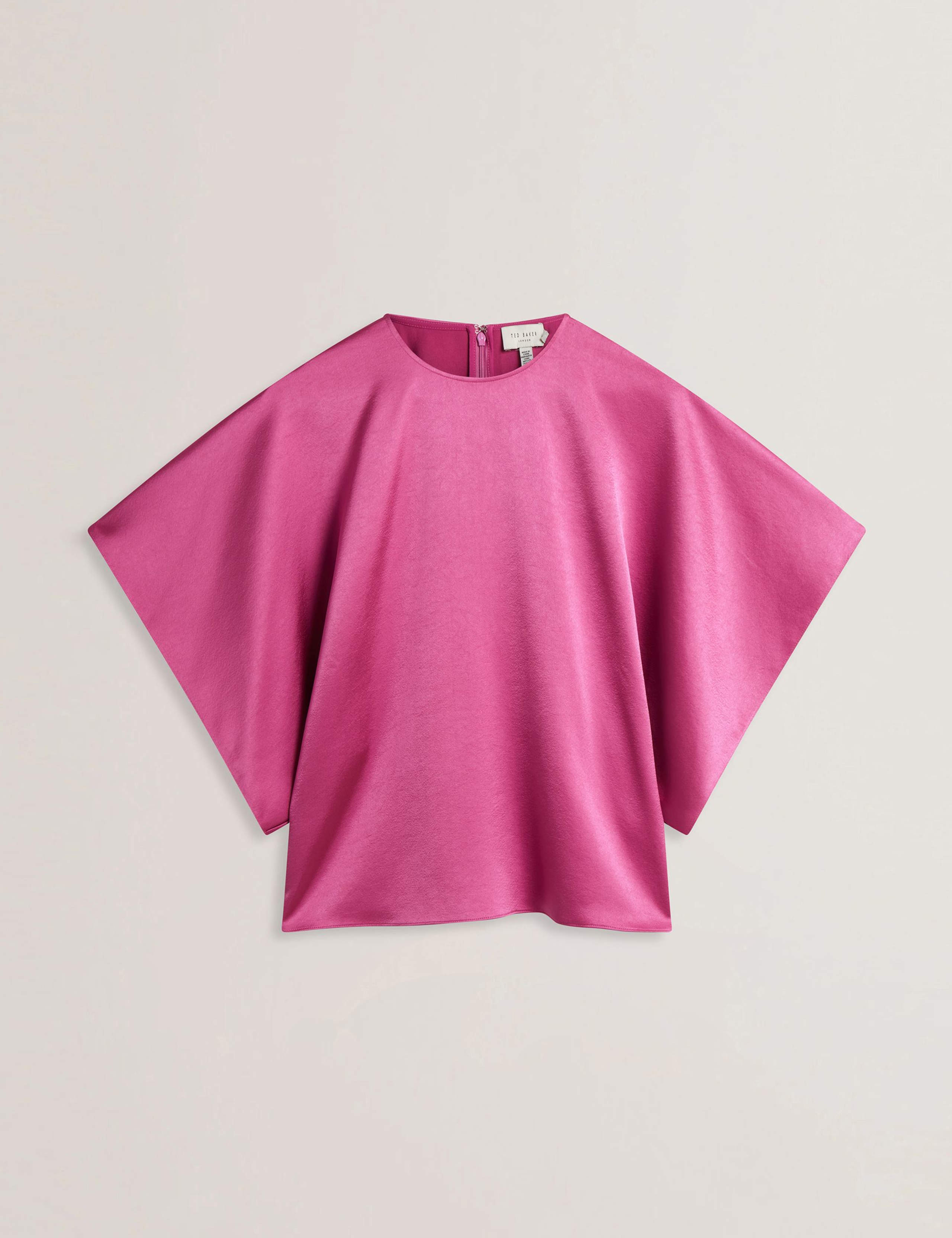 Satin Round Neck Batwing Sleeve Top 2 of 3