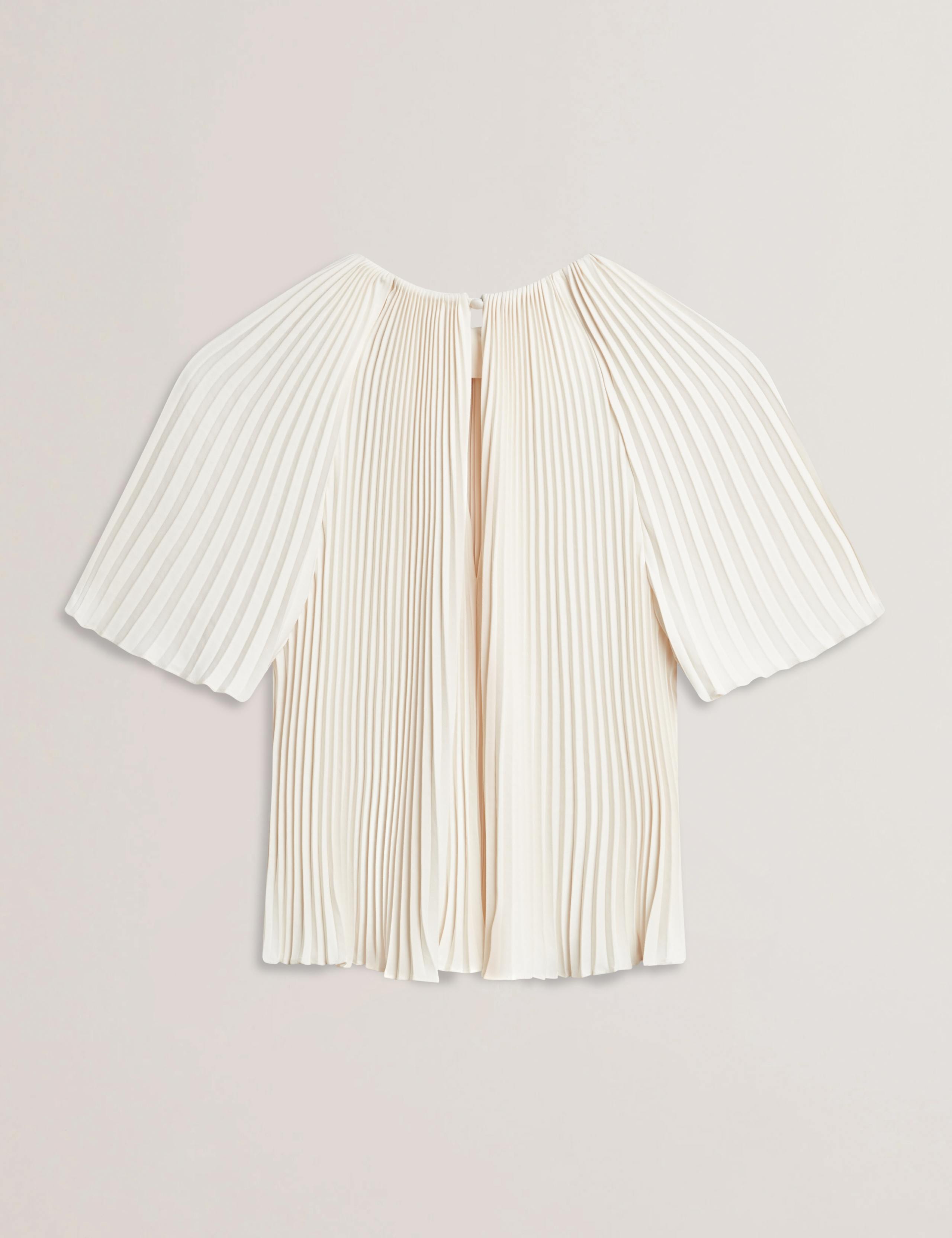 Crepe Pleated Keyhole Blouse 6 of 7