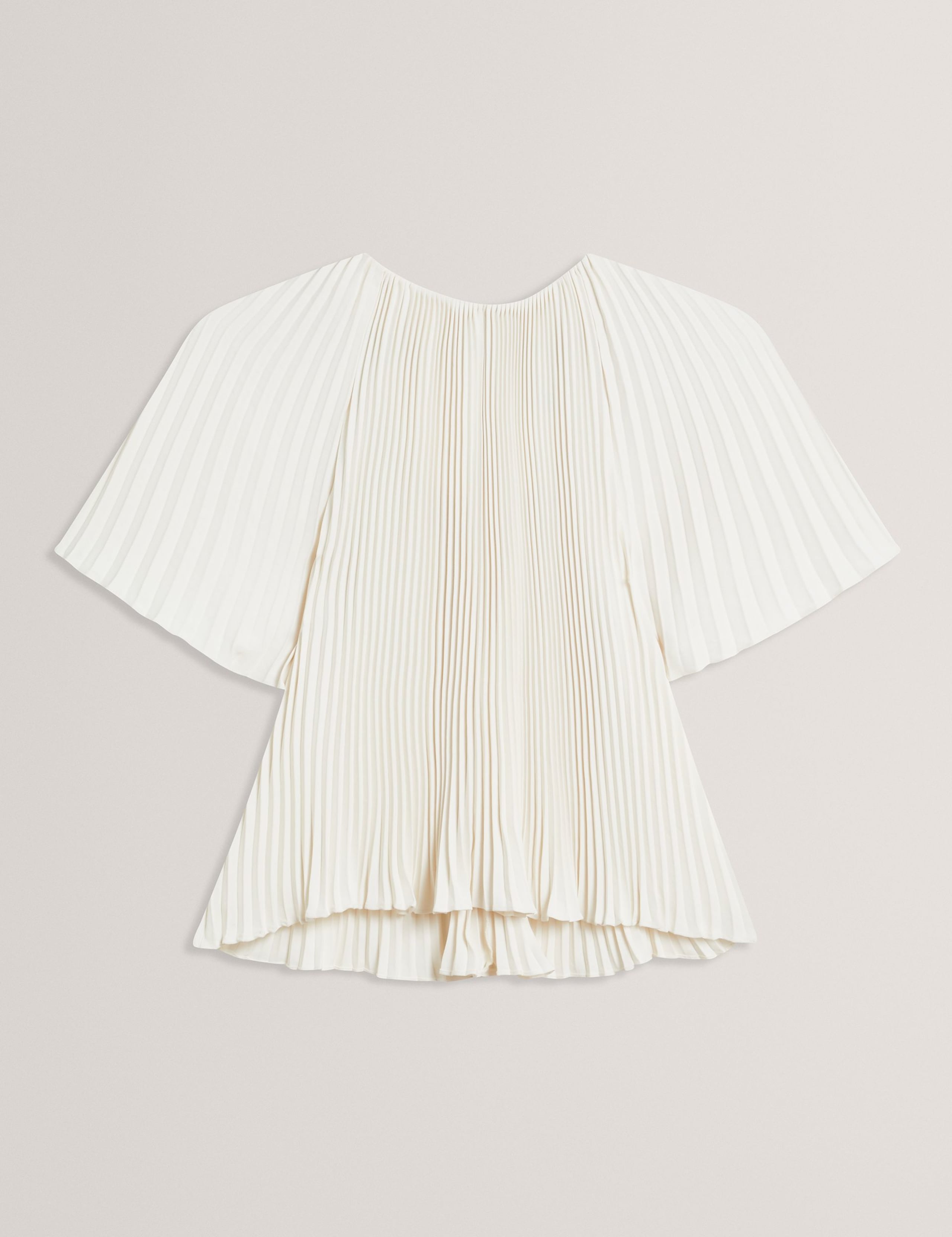 Crepe Pleated Keyhole Blouse 2 of 7