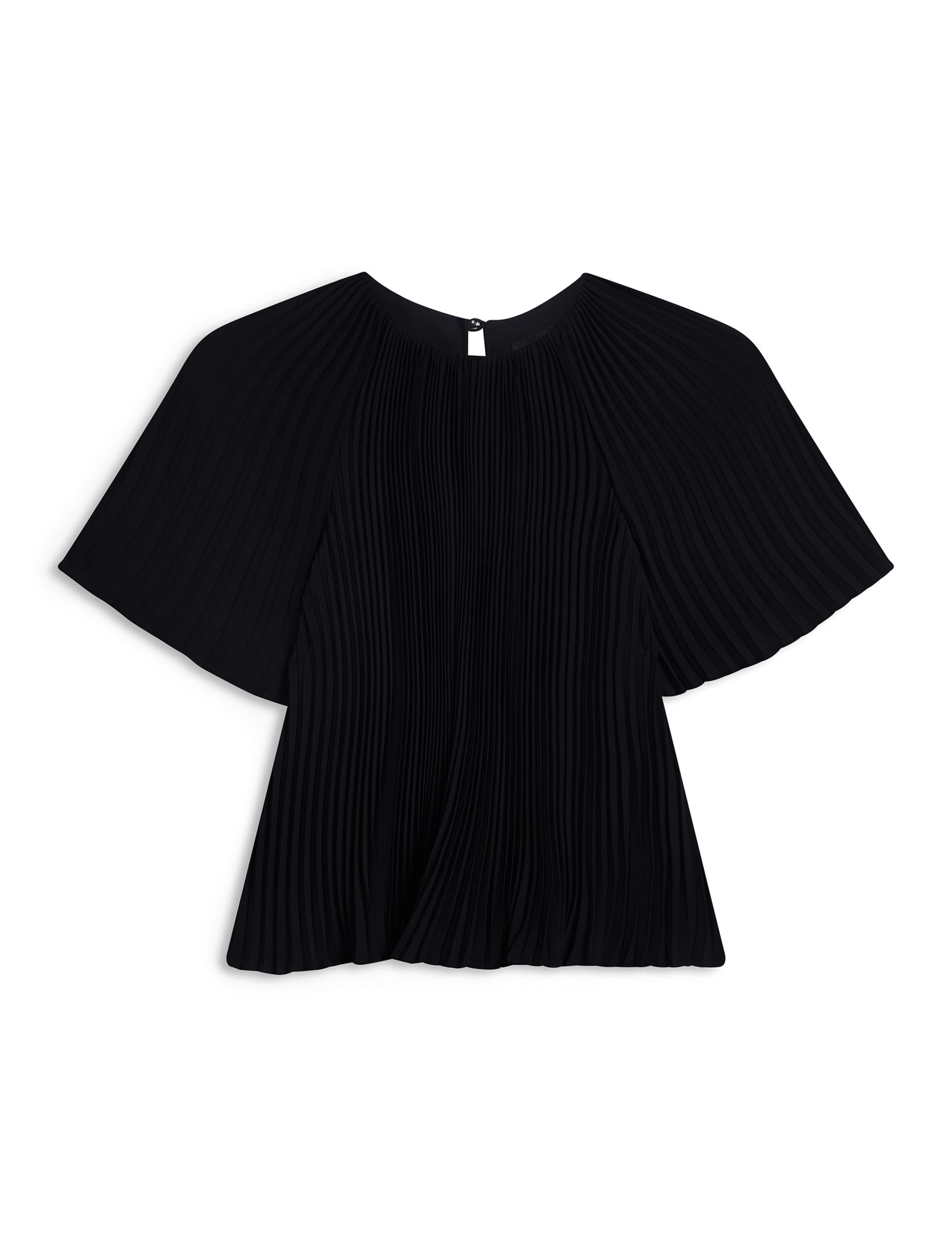 Crepe Pleated Keyhole Blouse 2 of 6