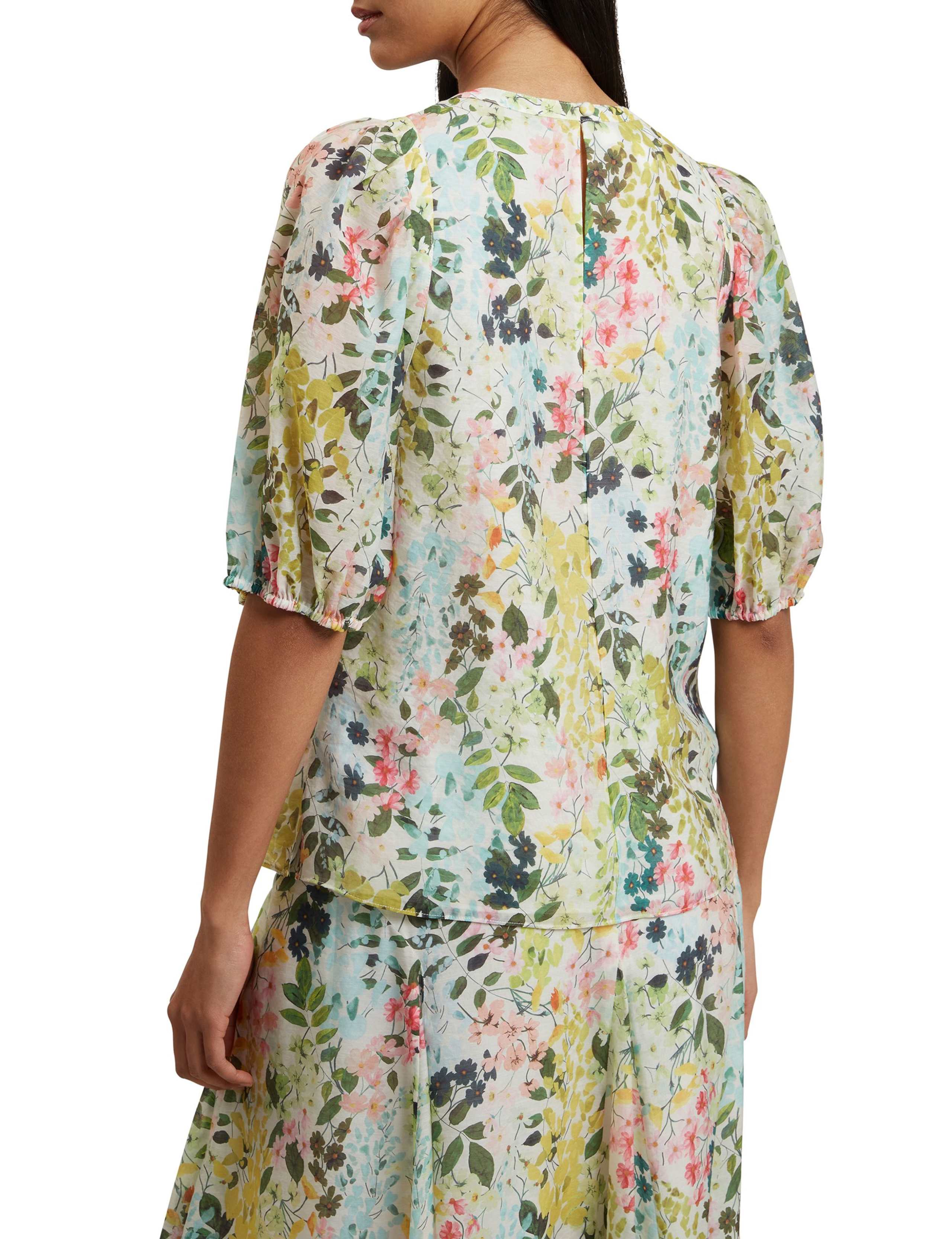 Lyocell Rich Floral Puff Sleeve Blouse 4 of 6