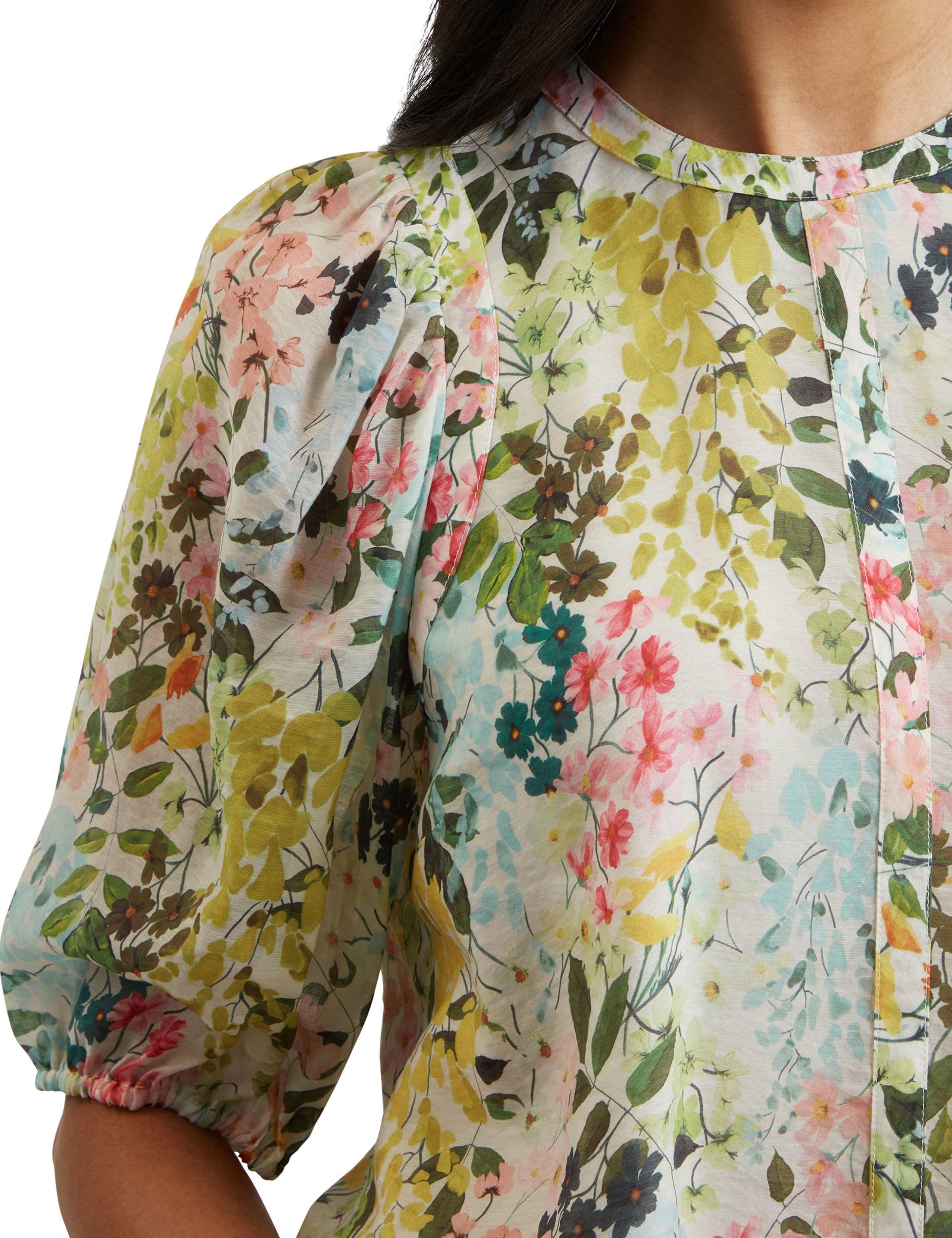 Lyocell Rich Floral Puff Sleeve Blouse 5 of 6