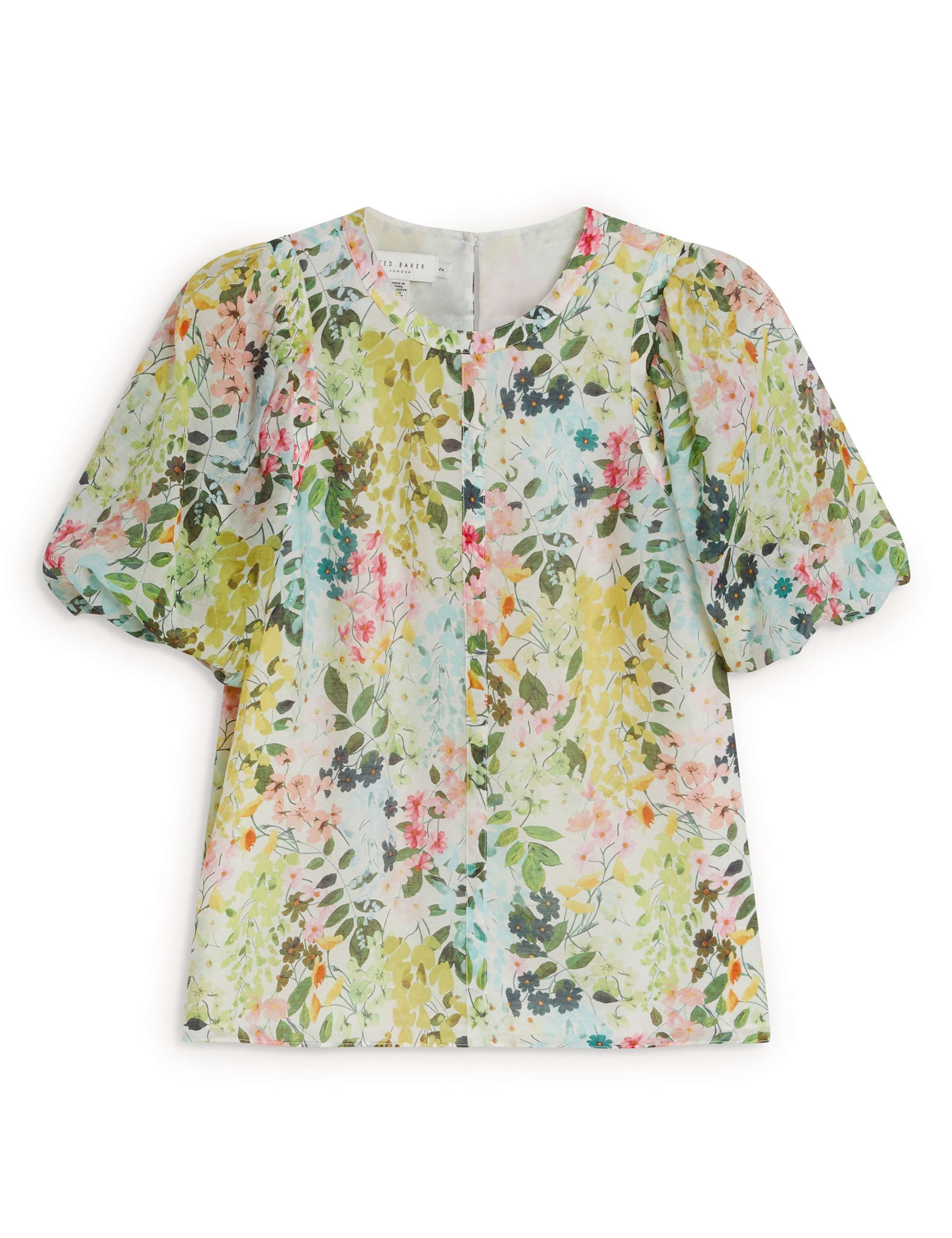 Lyocell Rich Floral Puff Sleeve Blouse 2 of 6