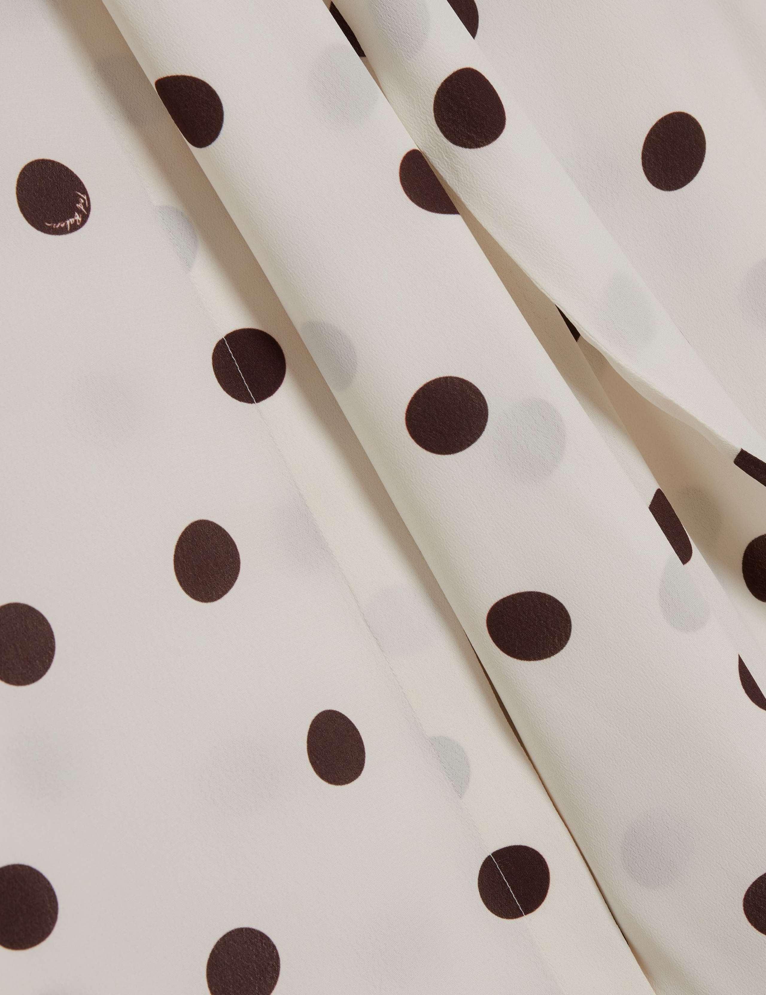 Polka Dot Tie Neck Button Through Blouse 5 of 5