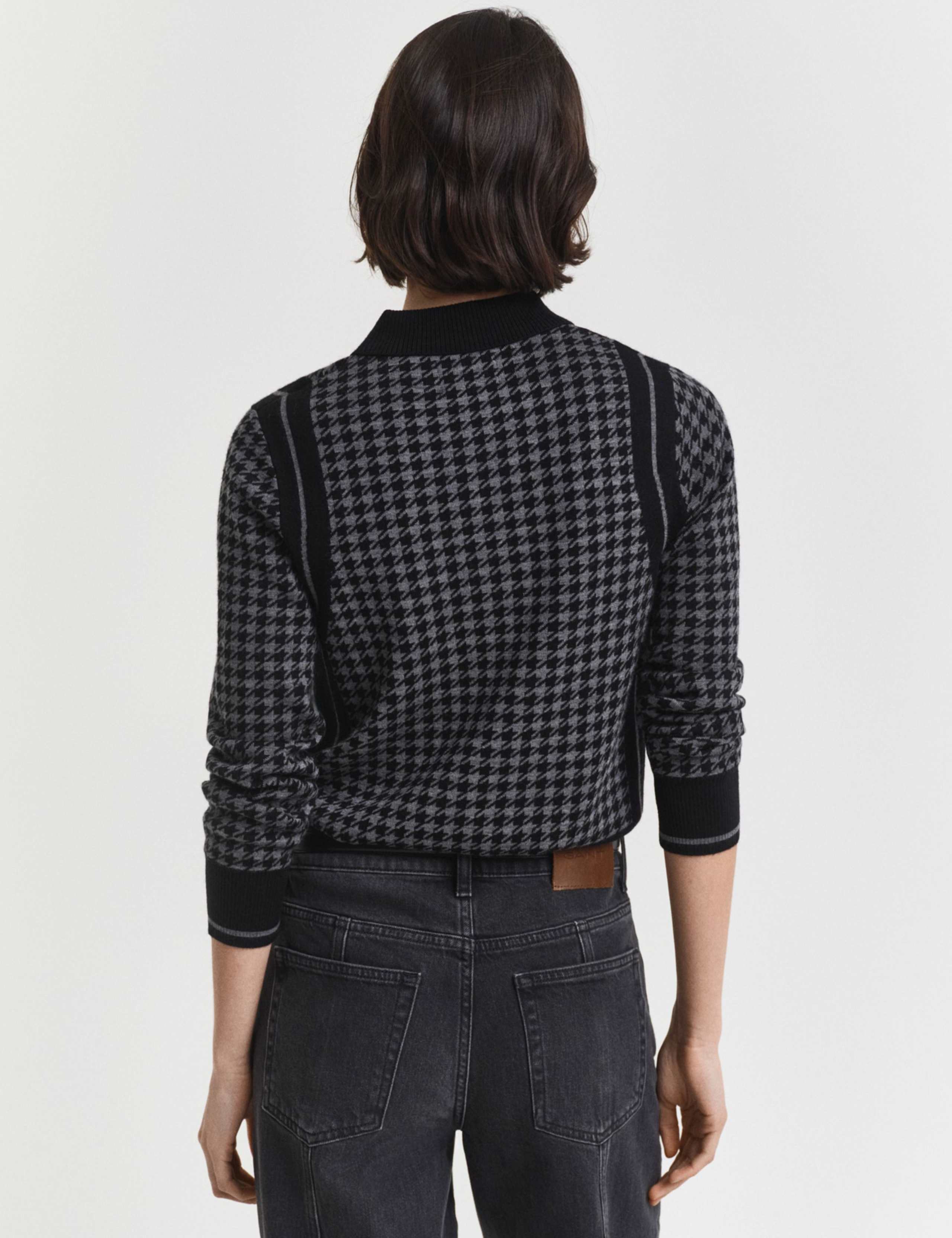 Pure Wool Houndstooth Knitted Rugby Top 2 of 4