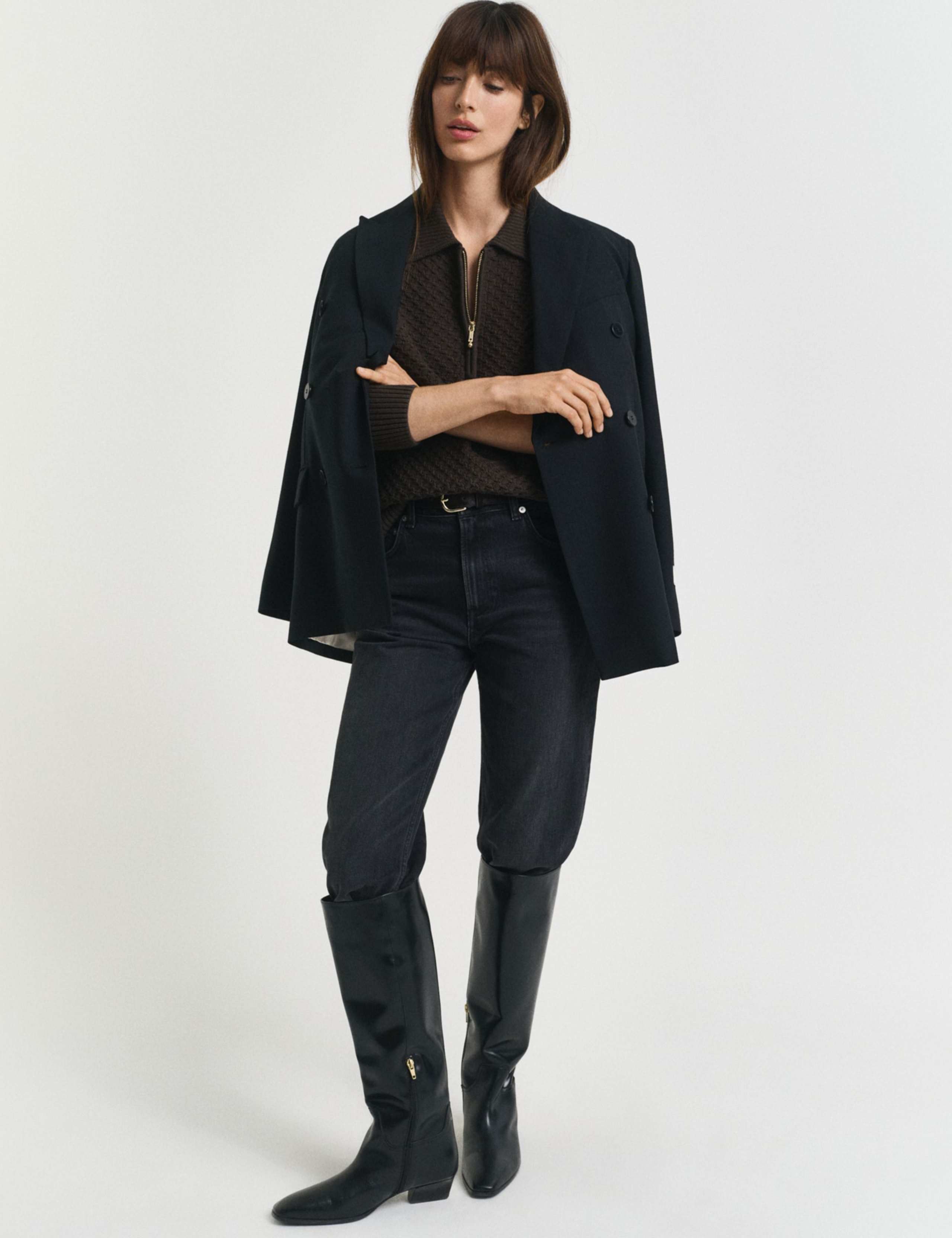 Cotton Rich Textured Half Zip Jumper 2 of 5