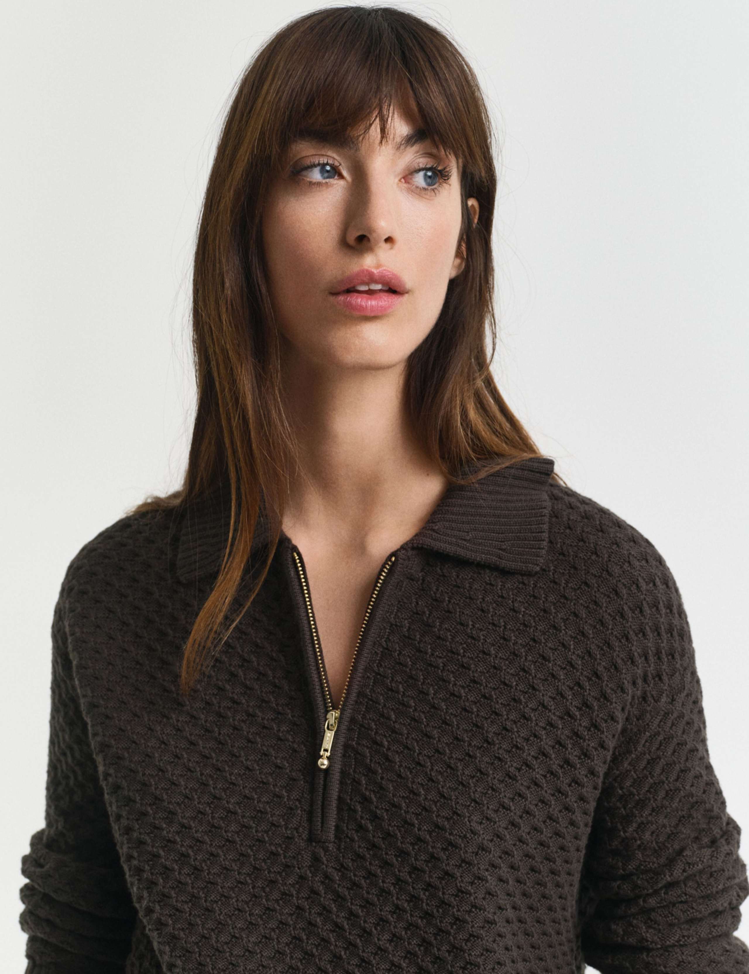 Cotton Rich Textured Half Zip Jumper 3 of 5