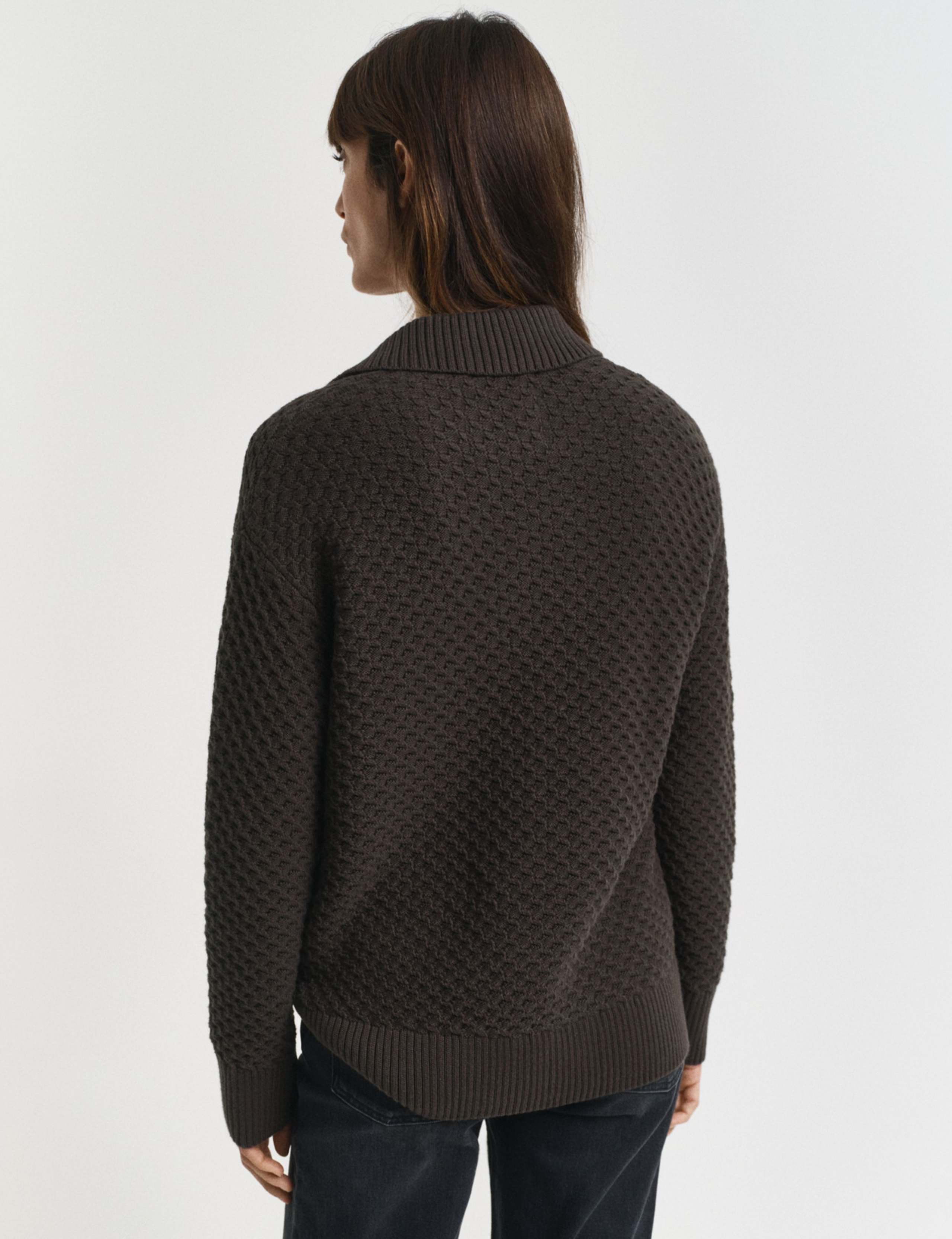 Cotton Rich Textured Half Zip Jumper 5 of 5