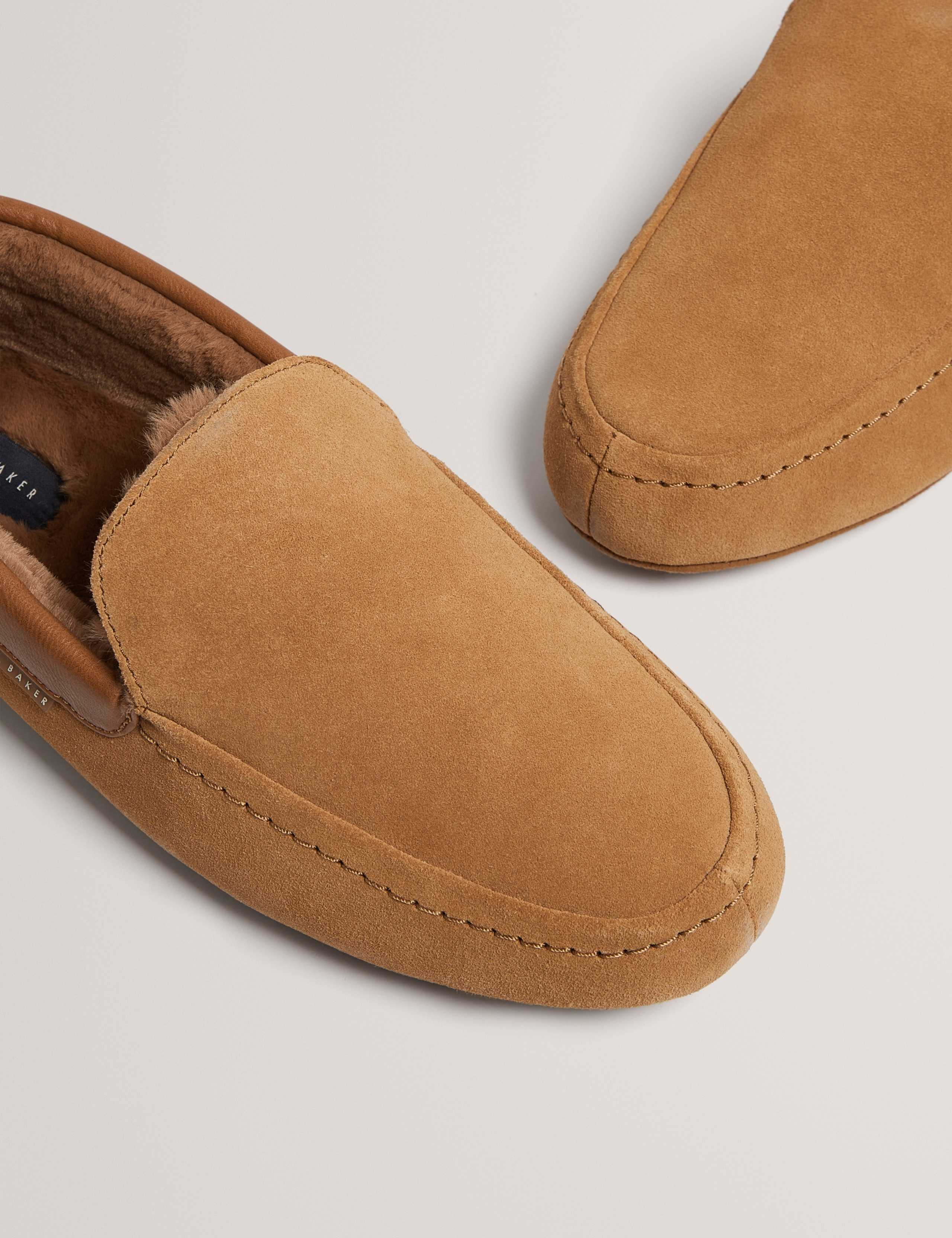 Suede Faux Fur Lined Moccasin Slippers 3 of 4