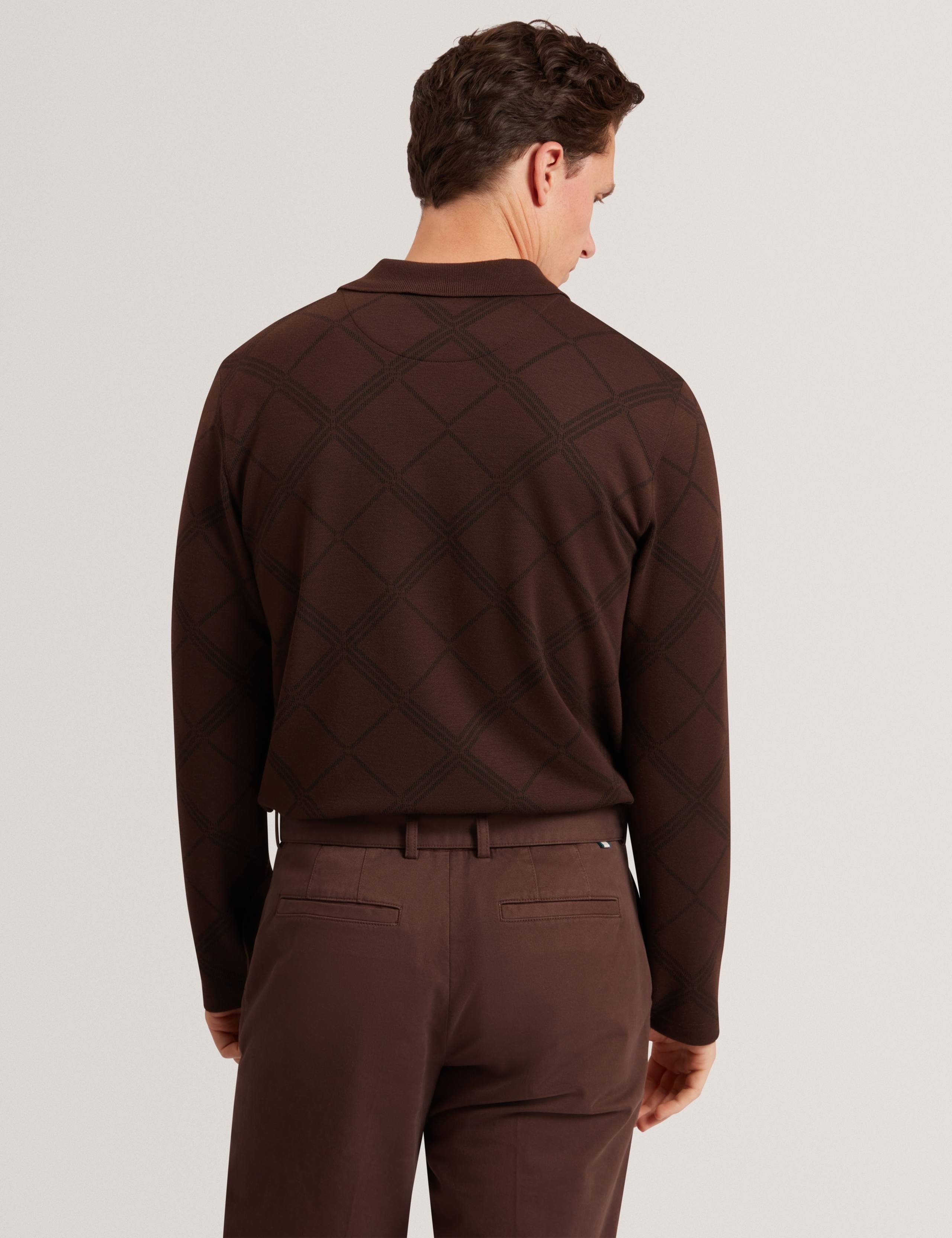 Pure Cotton Checked Long Sleeve Polo Shirt 3 of 7