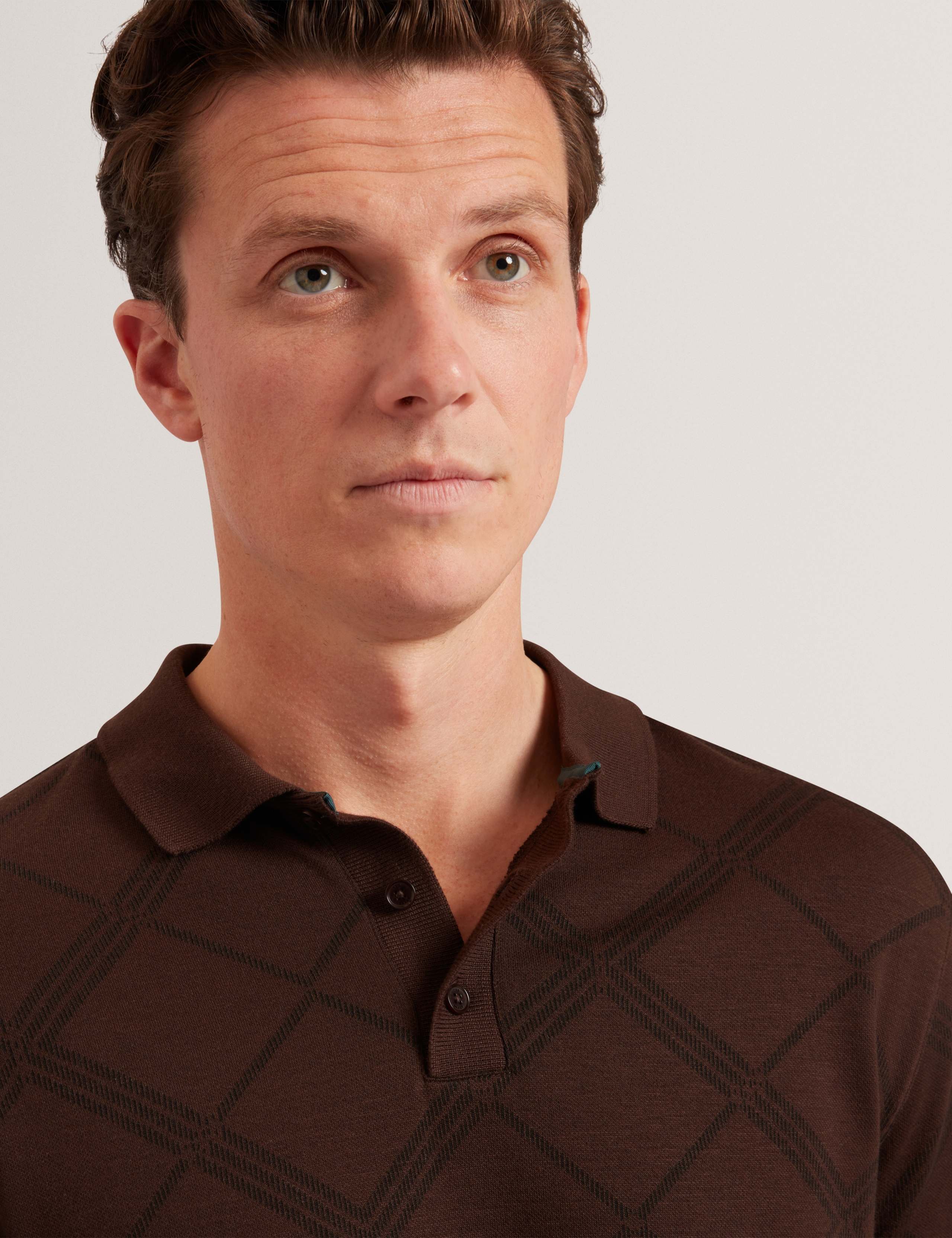 Pure Cotton Checked Long Sleeve Polo Shirt 6 of 7