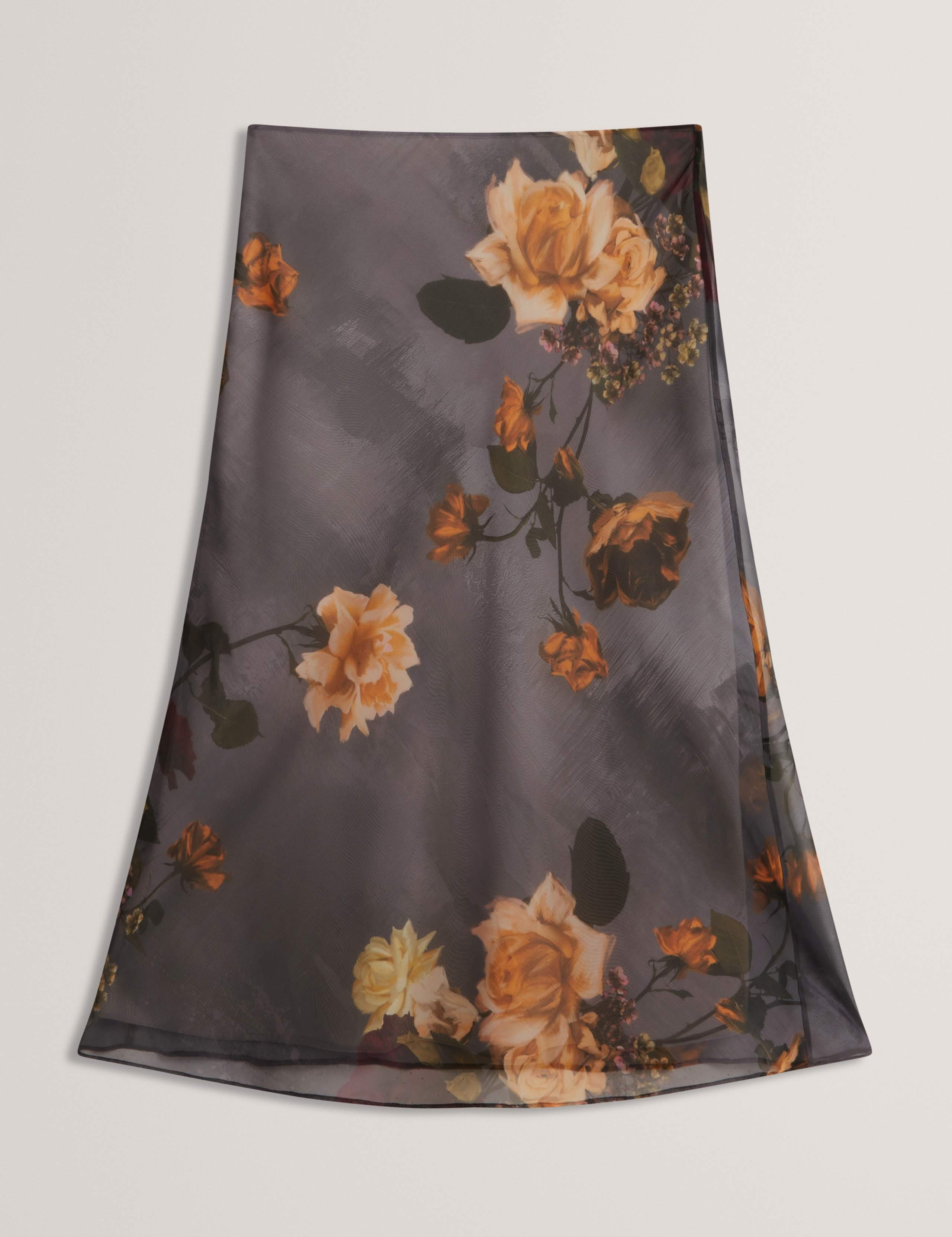 Chiffon Floral Midi A-Line Skirt 2 of 7