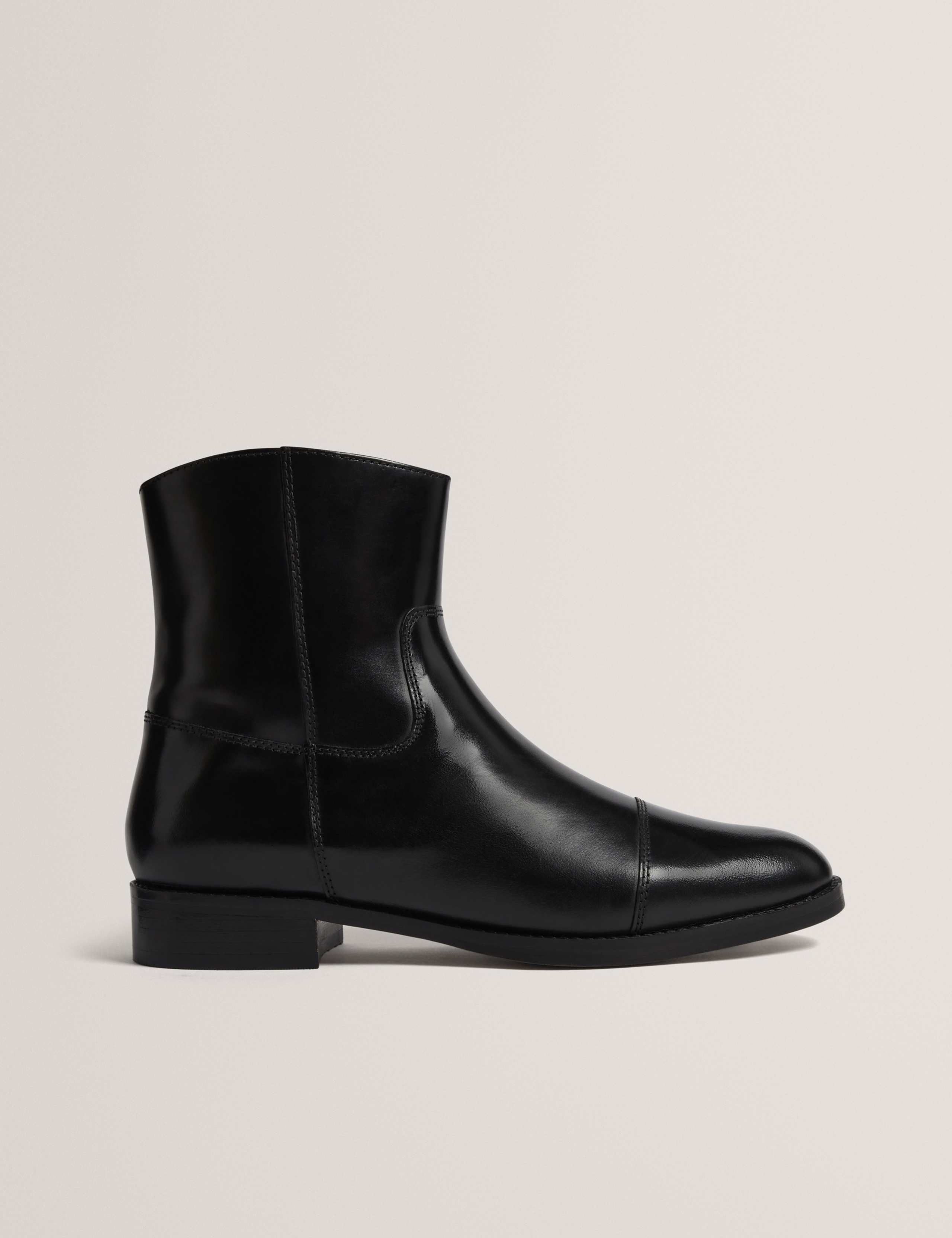 Leather Flat Almond Toe Ankle Boots 2 of 4