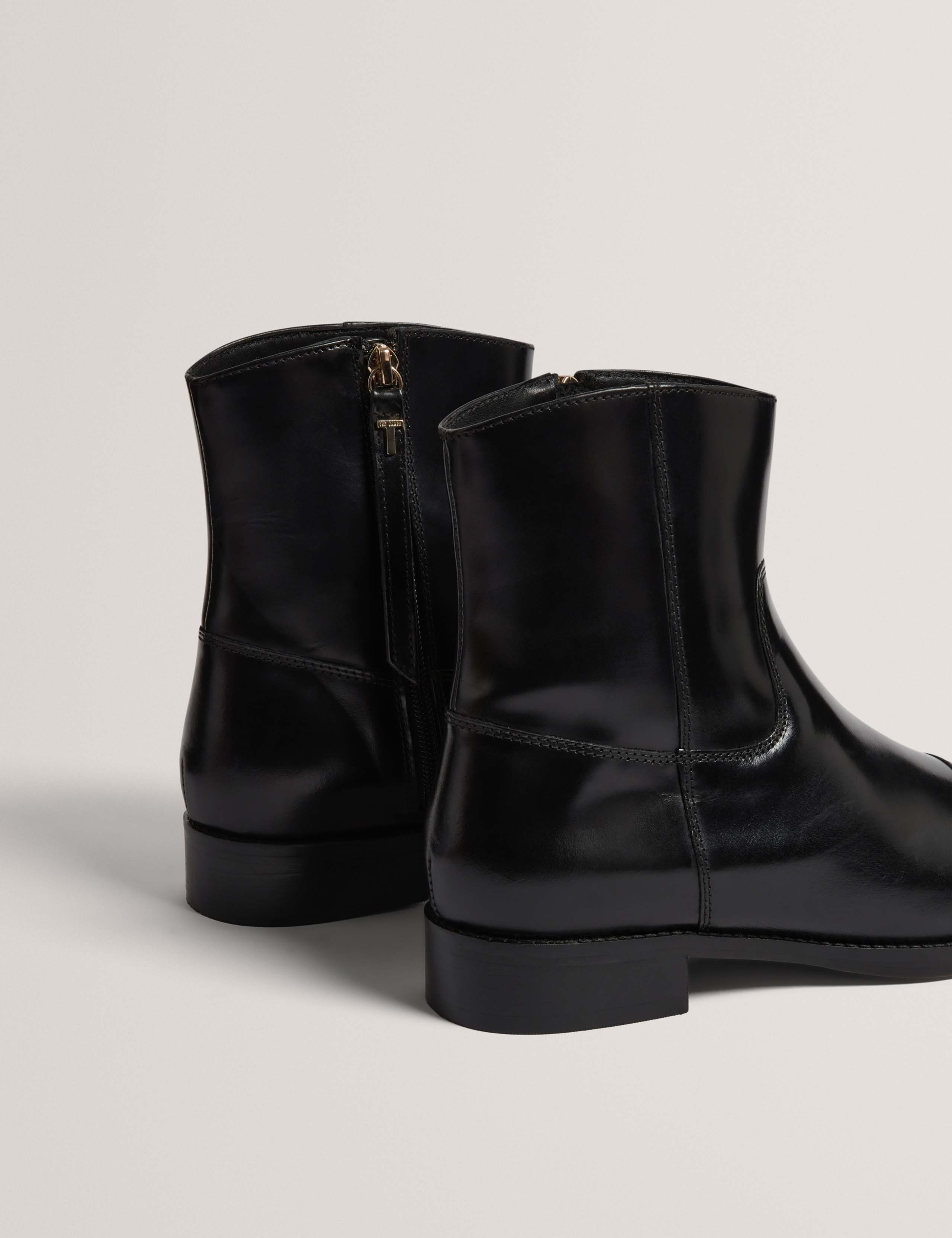 Leather Flat Almond Toe Ankle Boots 3 of 4