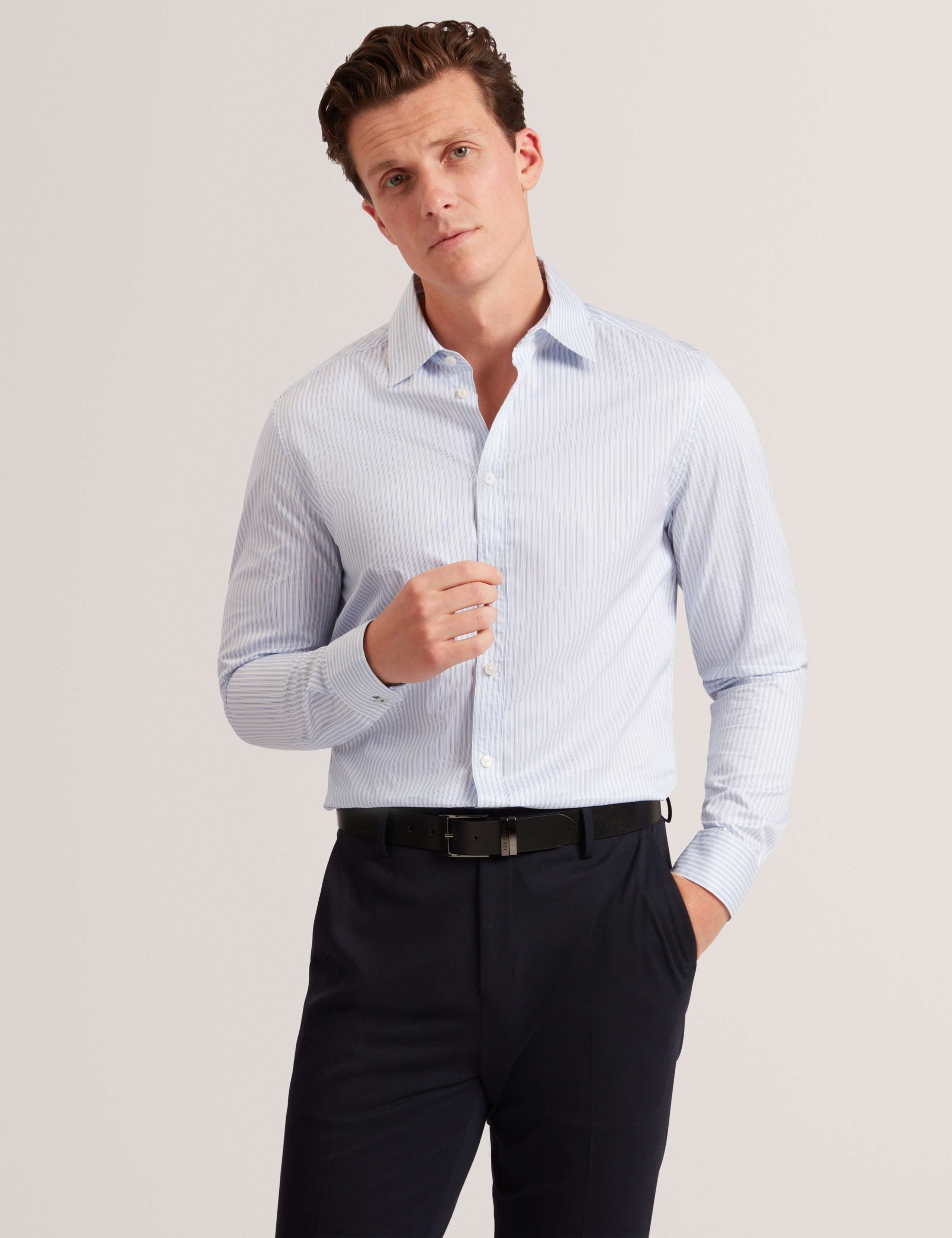 Regular Fit Pure Cotton Striped Dress Shirt 1 of 7