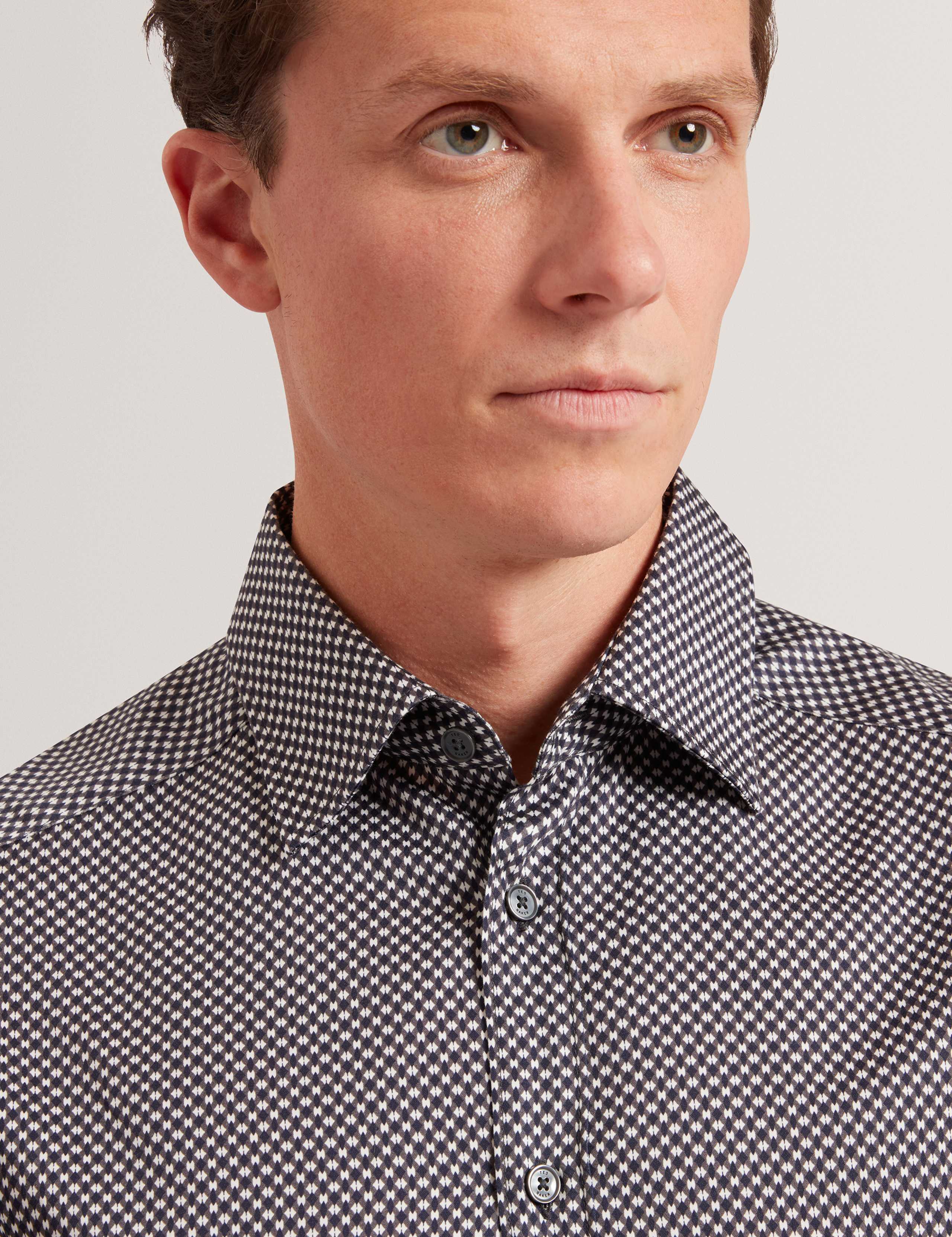 Regular Fit Pure Cotton Geometric Dress Shirt 4 of 7
