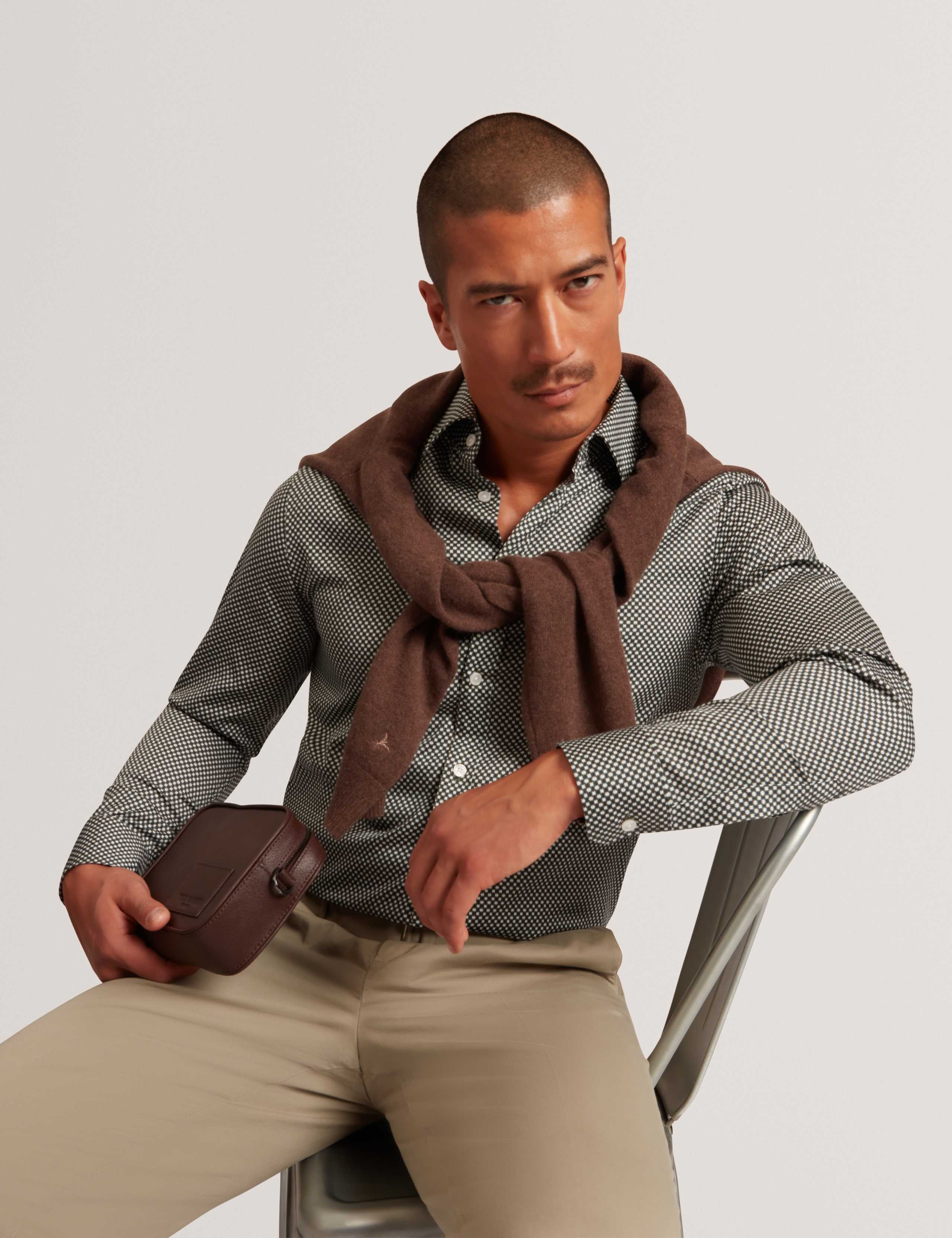 Regular Fit Pure Cotton Geometric Dress Shirt 7 of 7