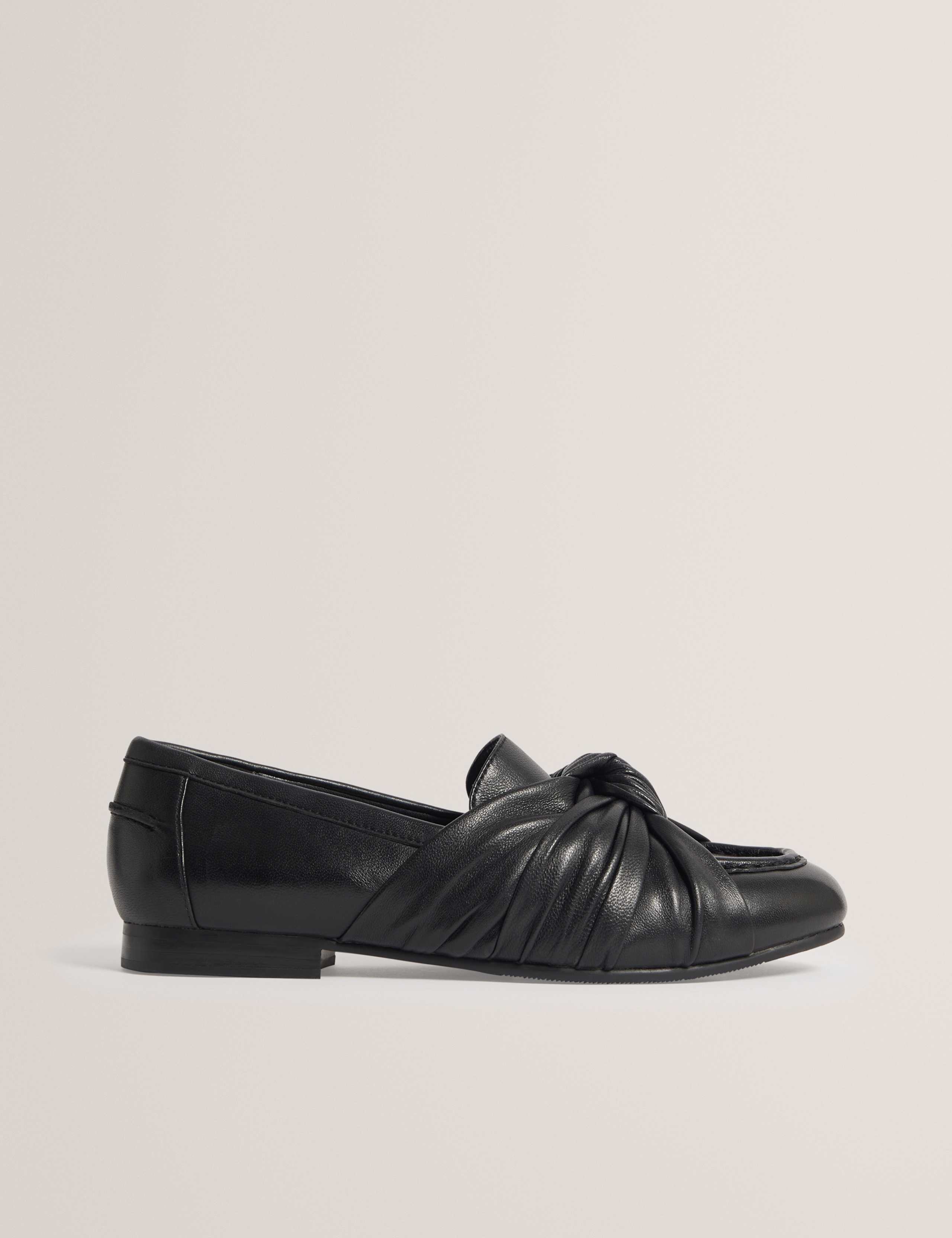 Leather Knot Bow Loafers 1 of 4