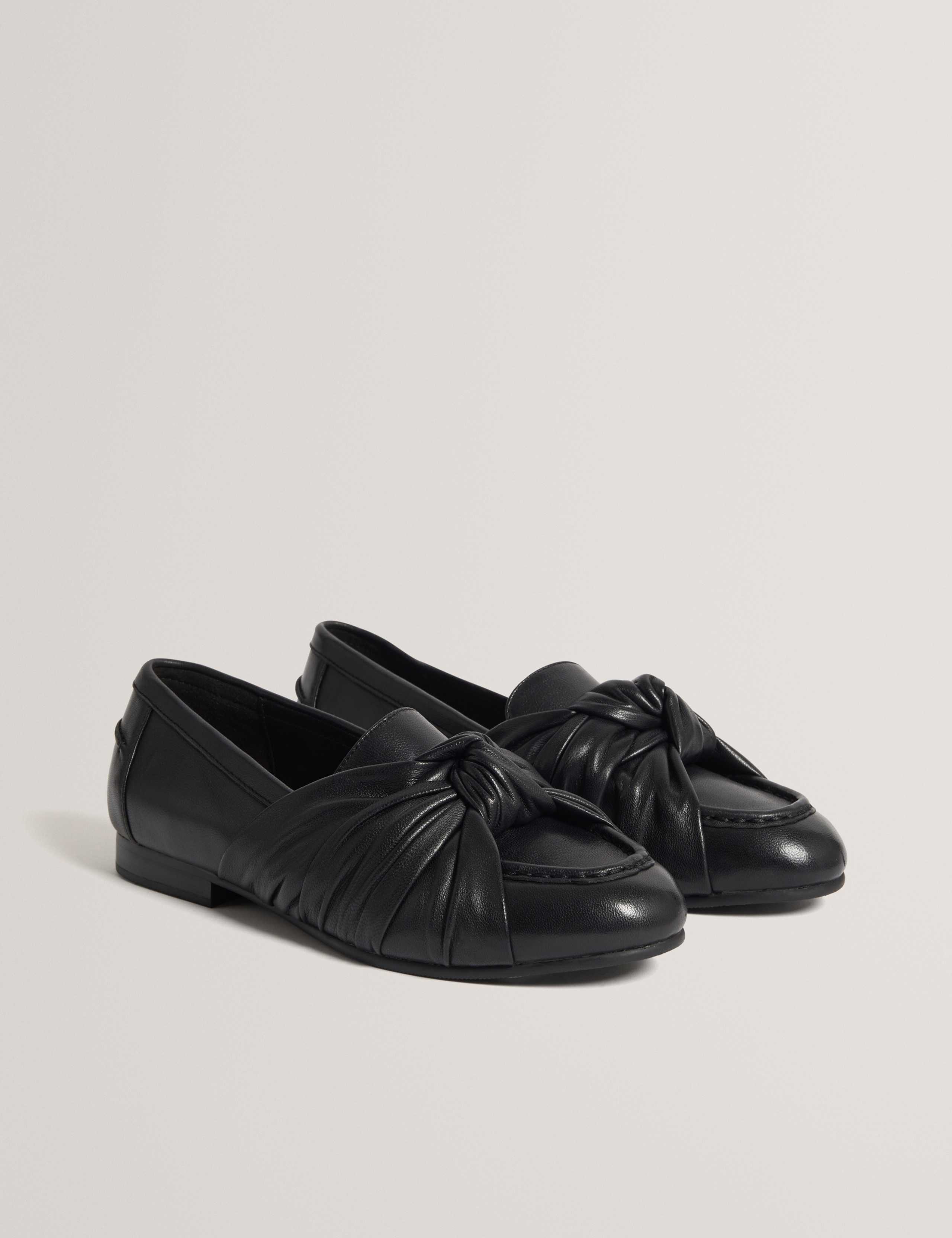 Leather Knot Bow Loafers 2 of 4