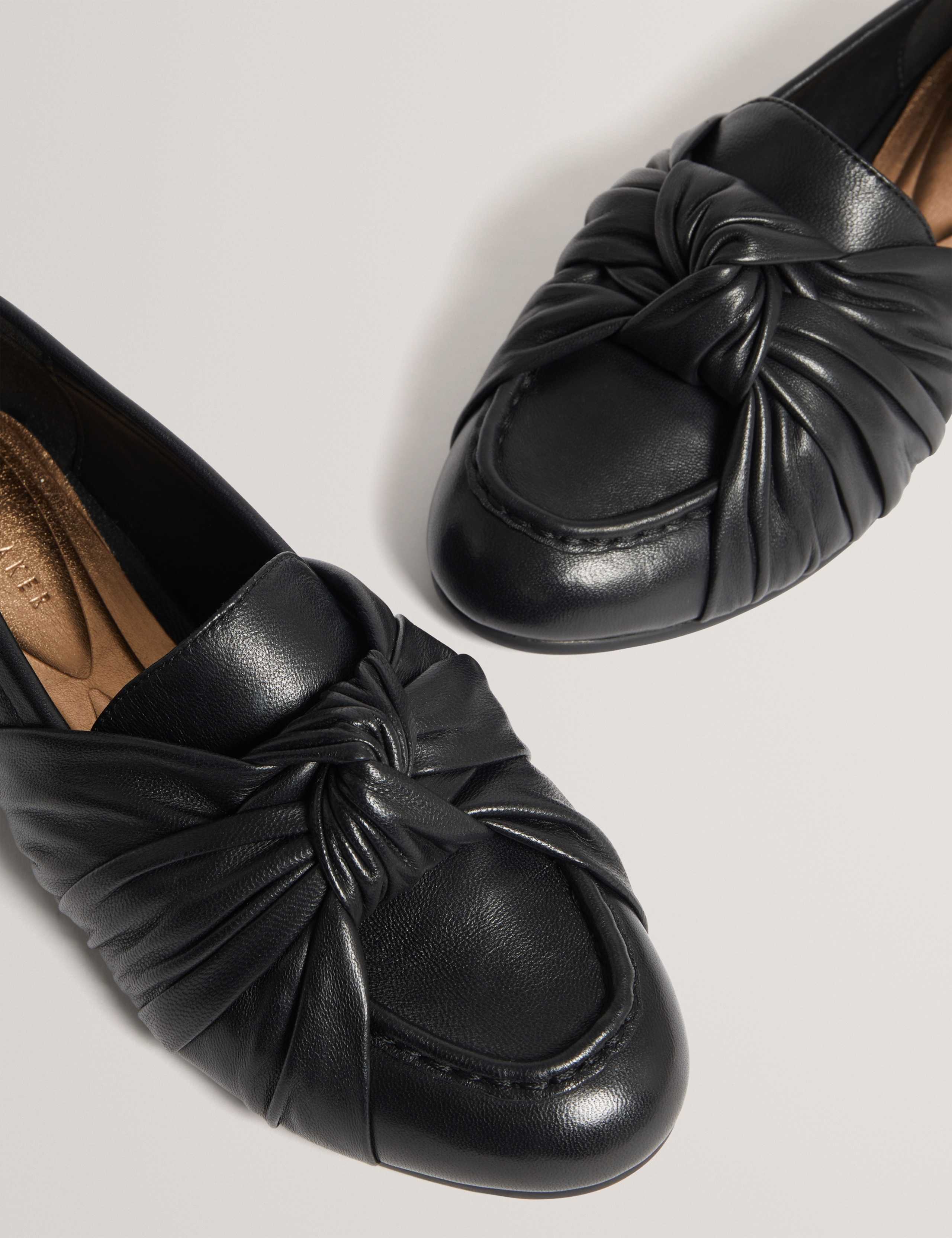 Leather Knot Bow Loafers 3 of 4