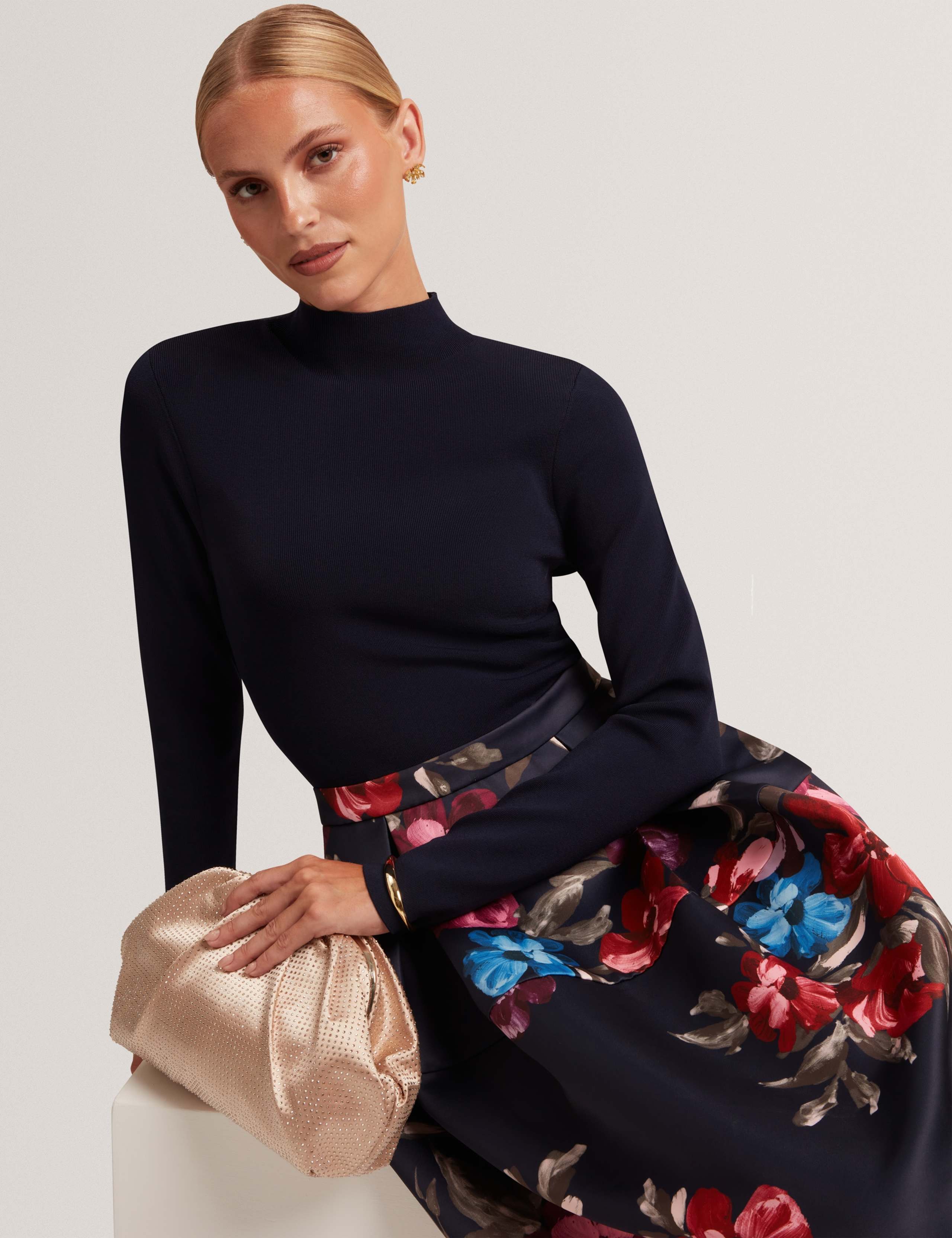 Floral Skirt Midi Skater Dress 3 of 7