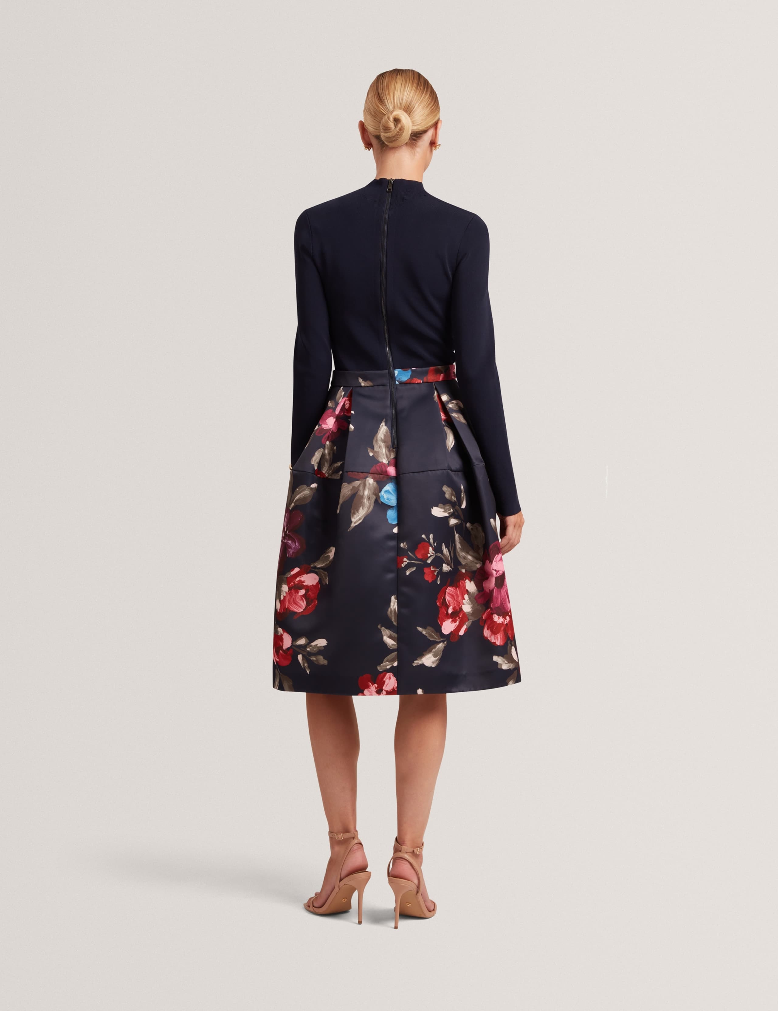 Floral Skirt Midi Skater Dress 4 of 7