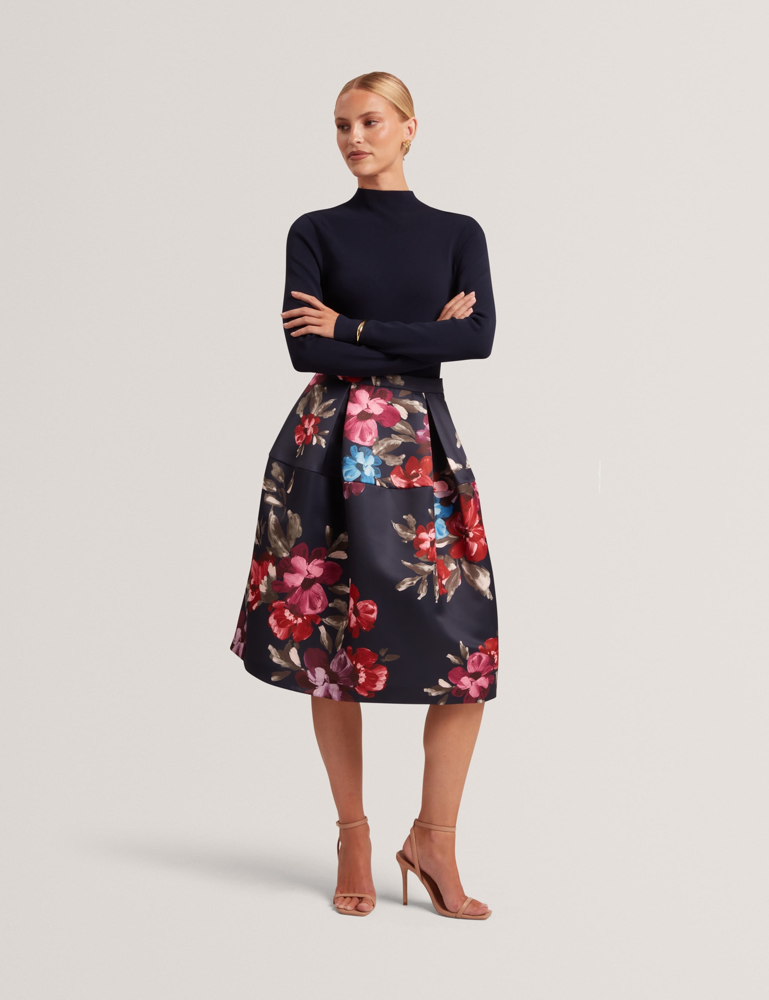 Floral Skirt Midi Skater Dress 5 of 7