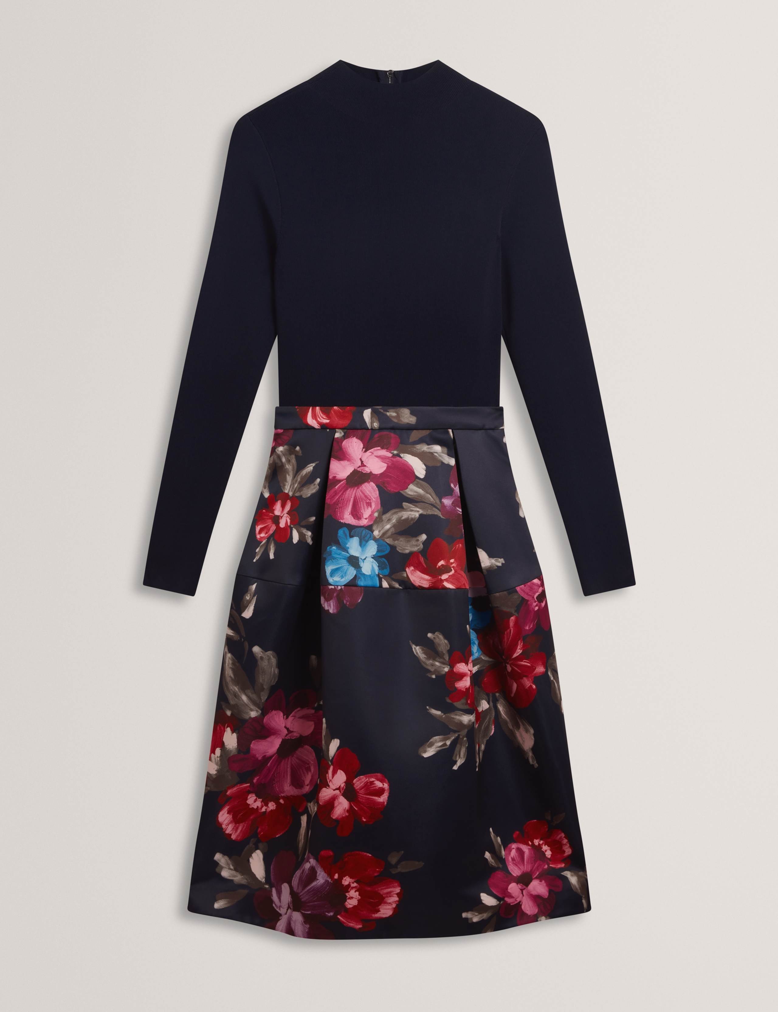 Floral Skirt Midi Skater Dress 2 of 7