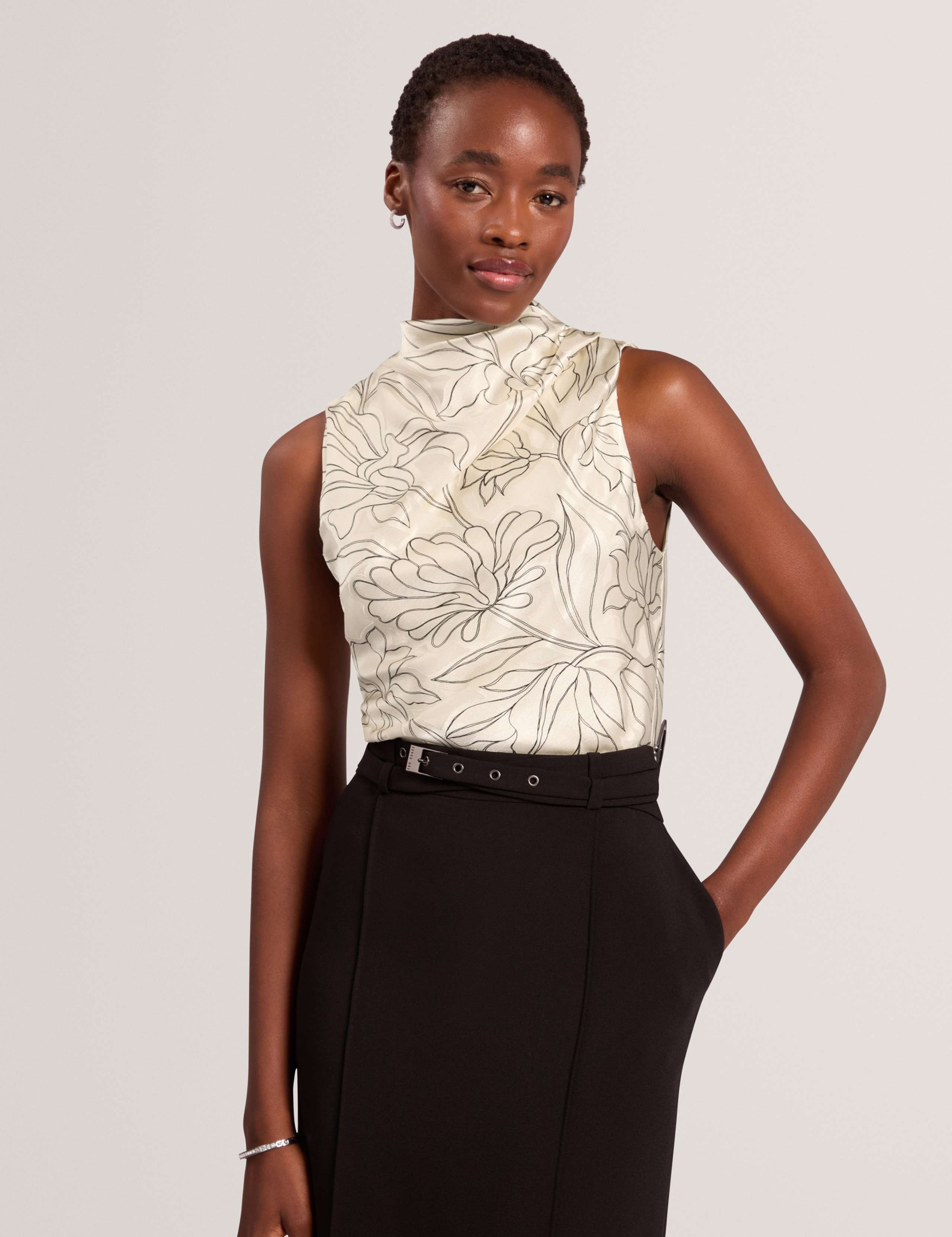 Printed Cowl Neck Top 1 of 7