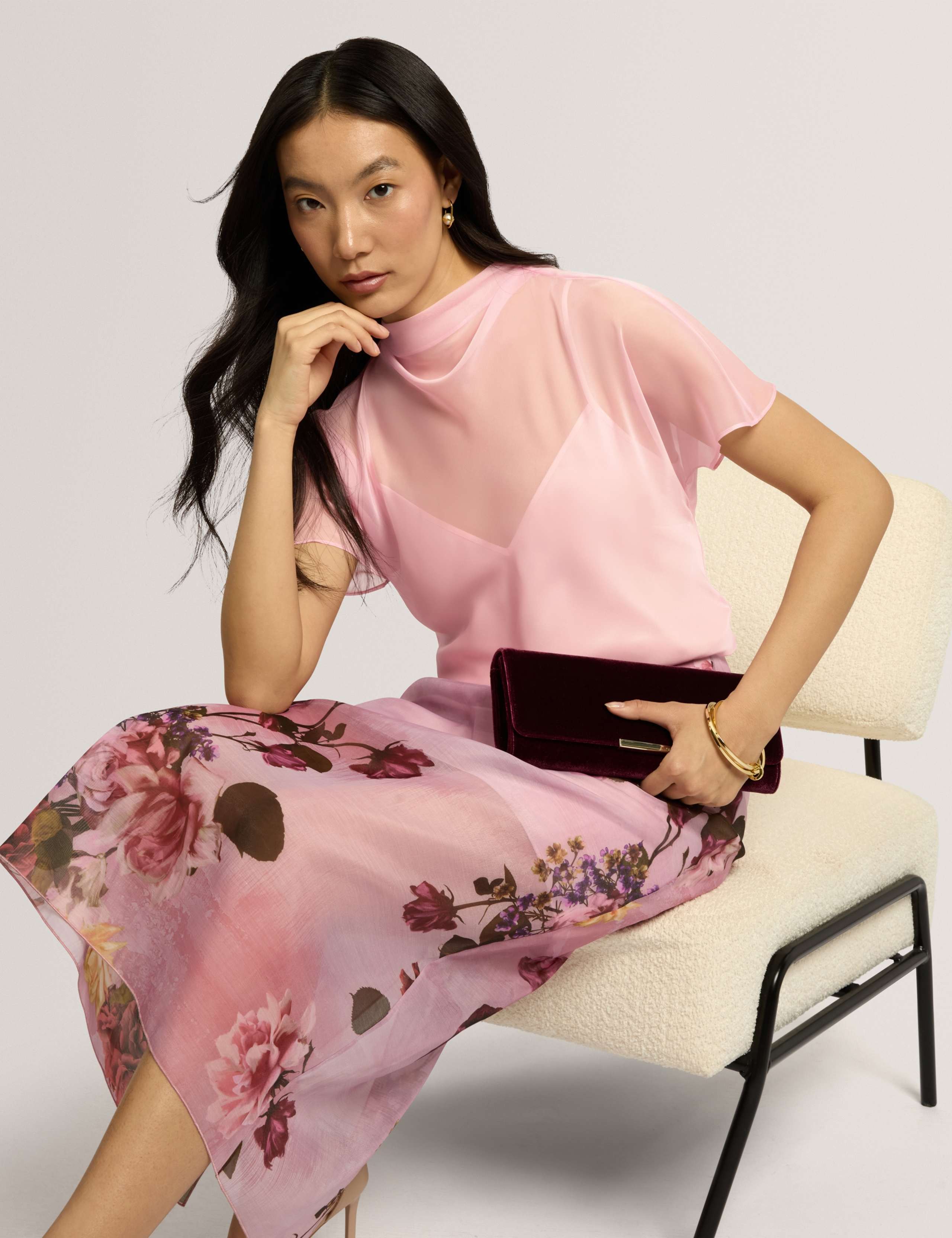 Floral Organza Midi Skirt 3 of 7