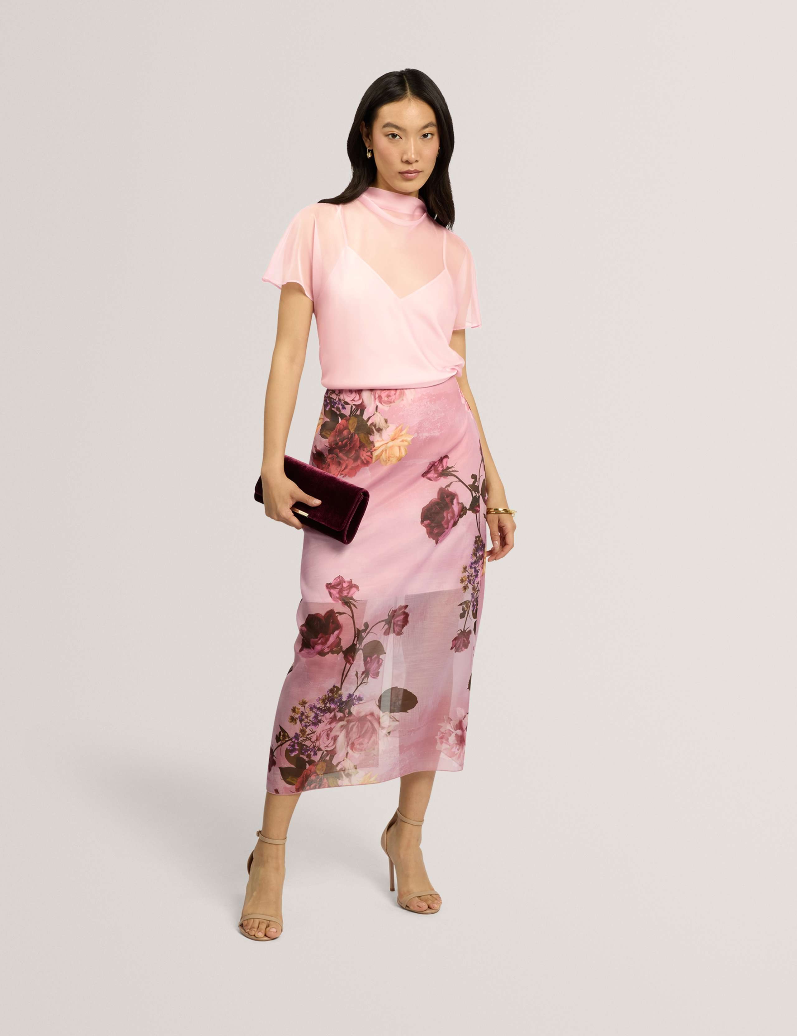 Floral Organza Midi Skirt 5 of 7