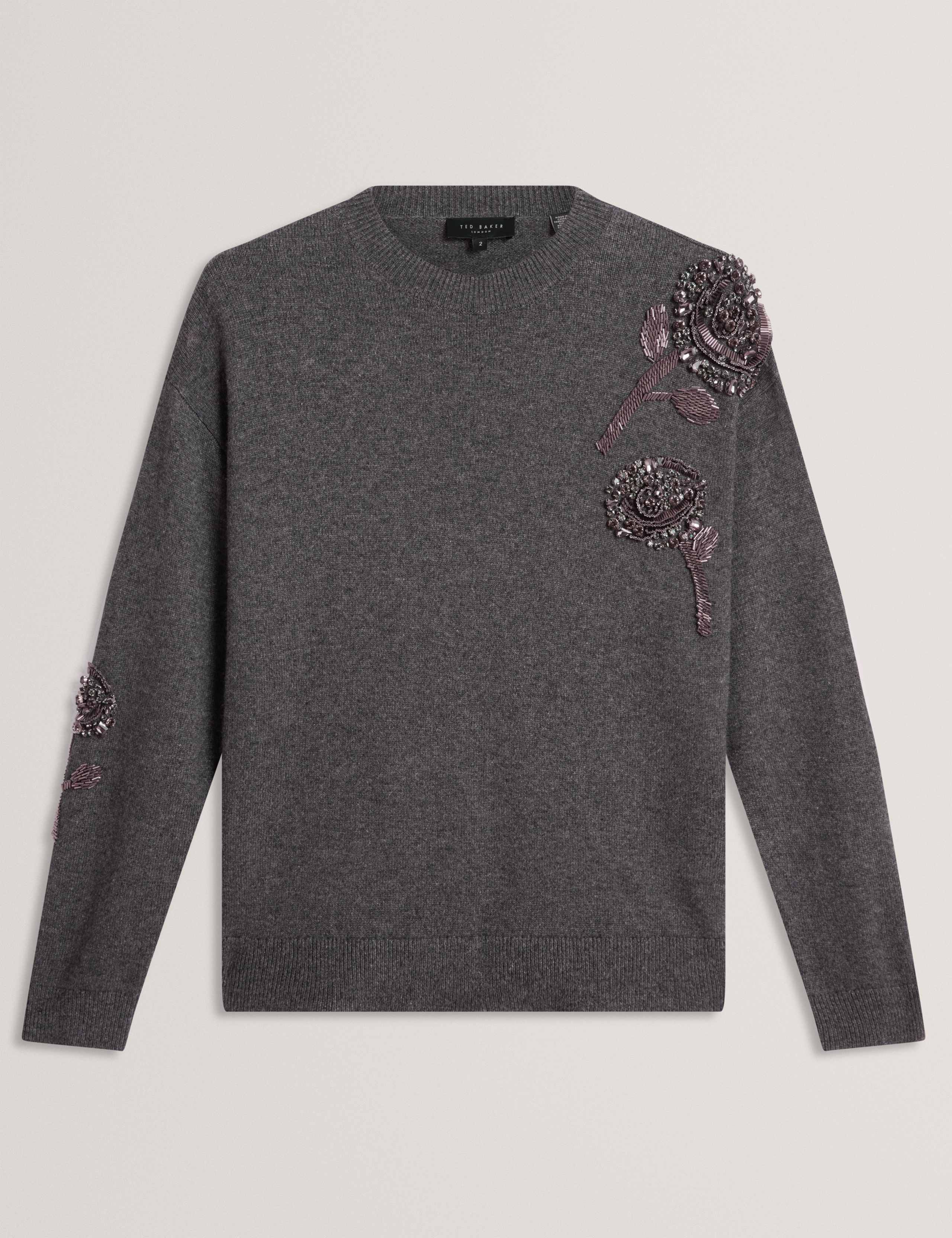 Floral Embellished Crew Neck Jumper with Wool 2 of 7