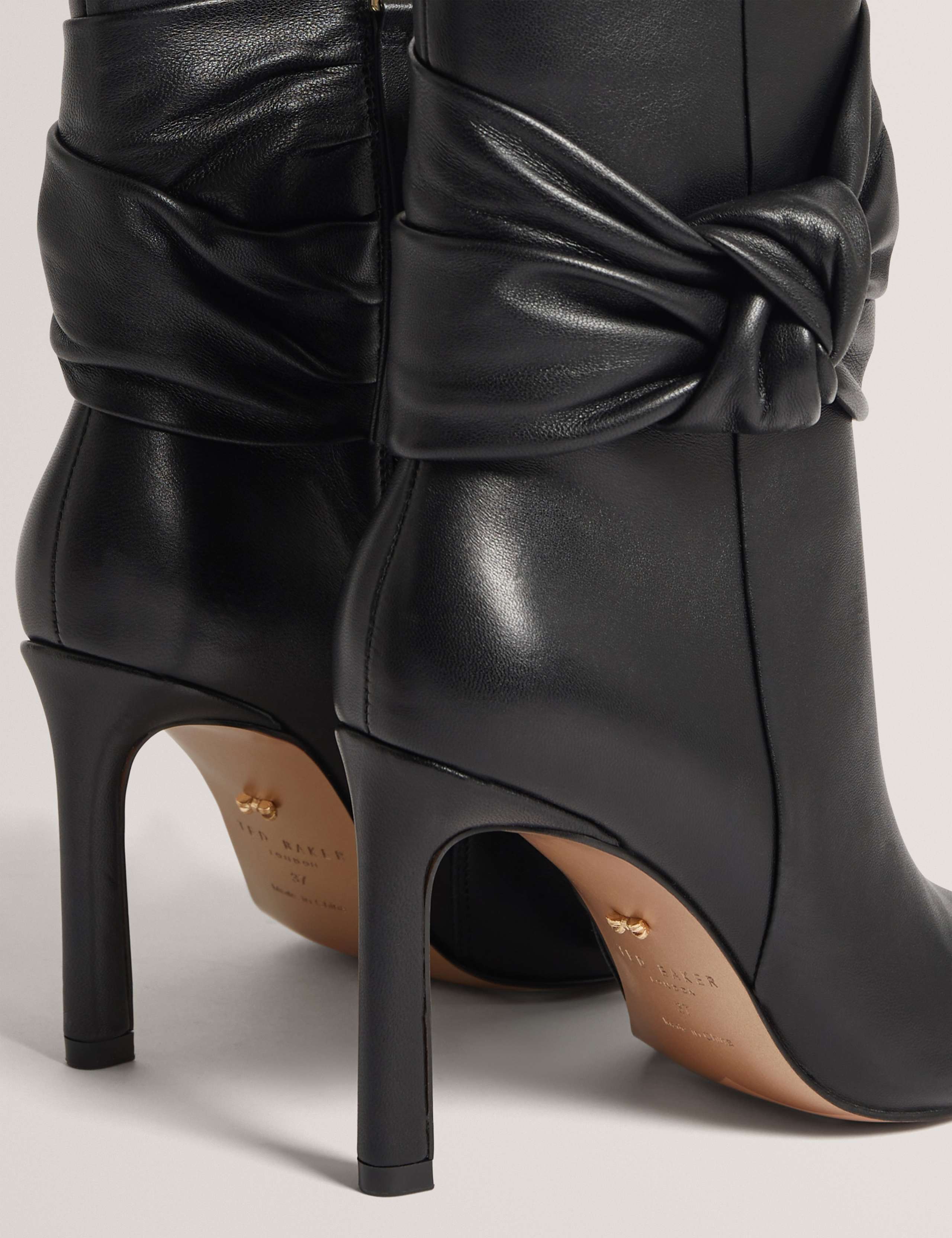 Leather Side Knot Stiletto Heel Ankle Boots 4 of 4