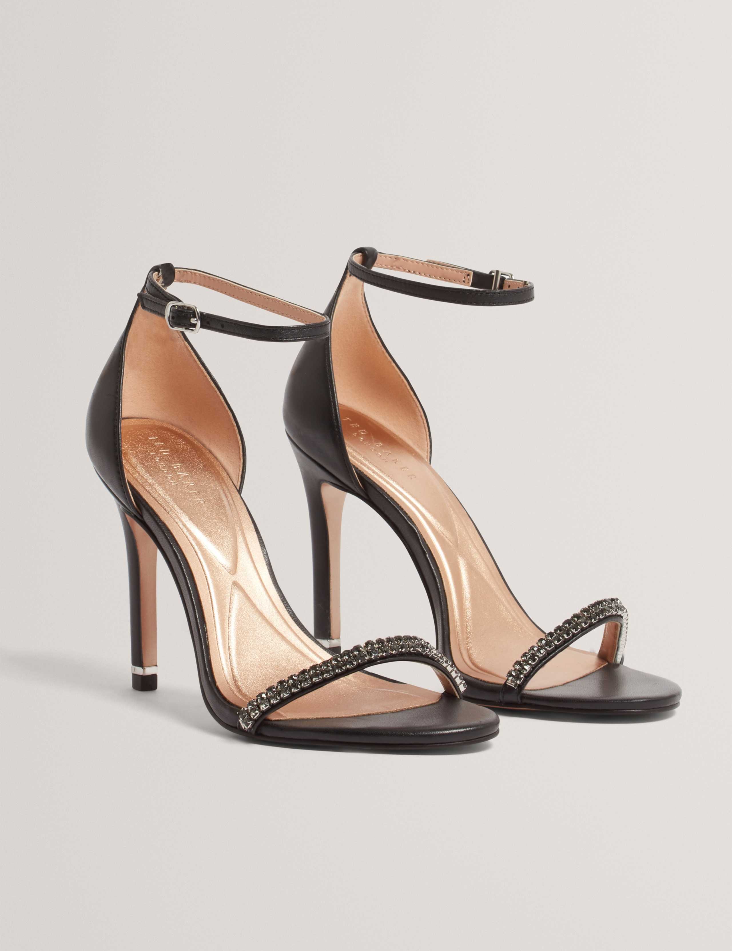 Leather Ankle Strap Stiletto Heel Sandals 2 of 4