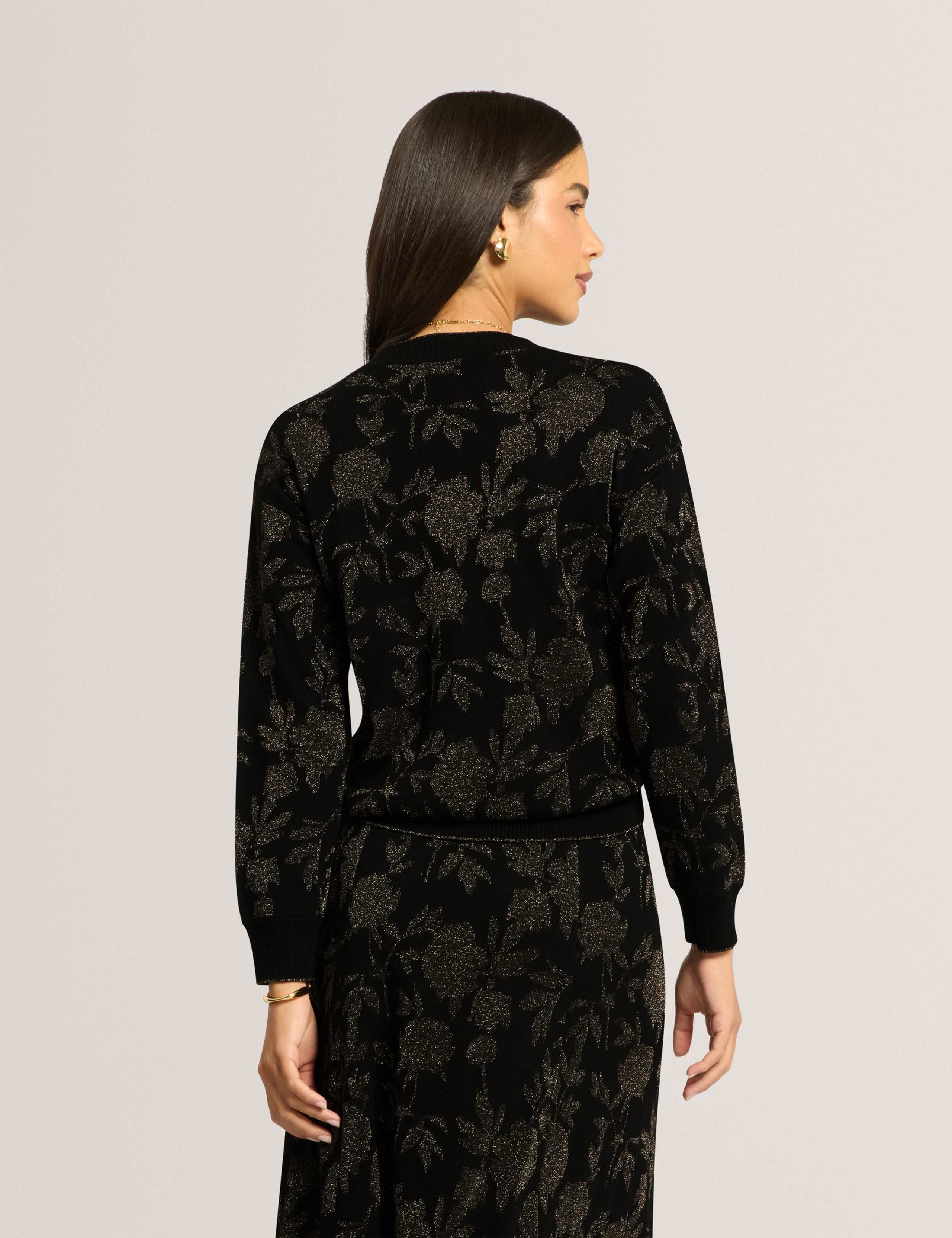Wool Rich Sparkly Jacquard Crew Neck Jumper 4 of 7
