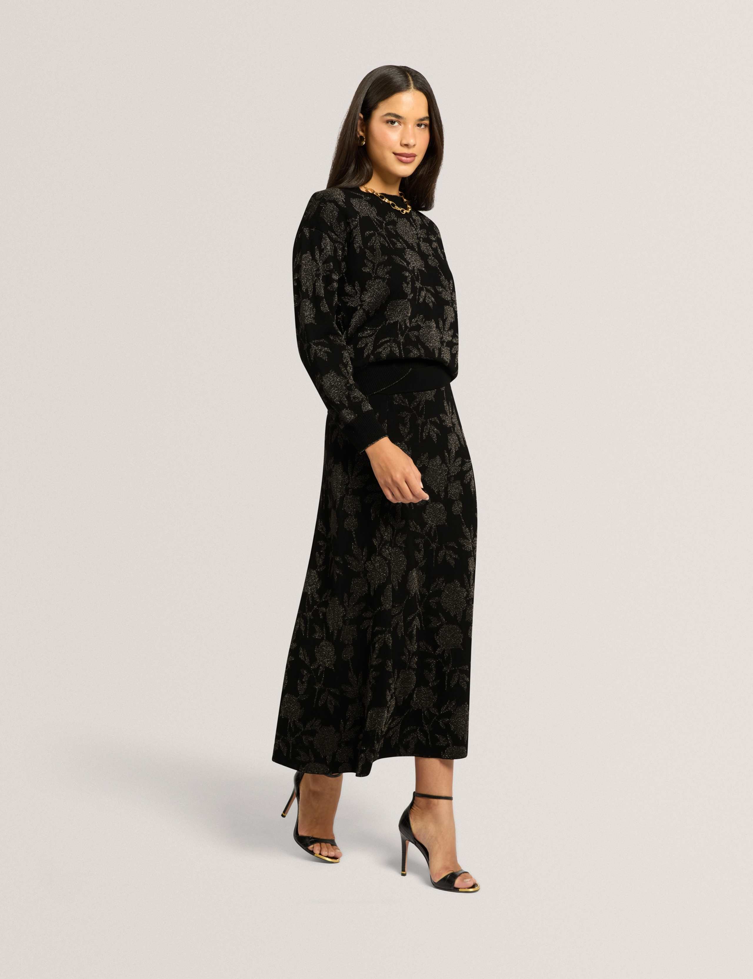 Wool Rich Sparkly Jacquard Crew Neck Jumper 5 of 7