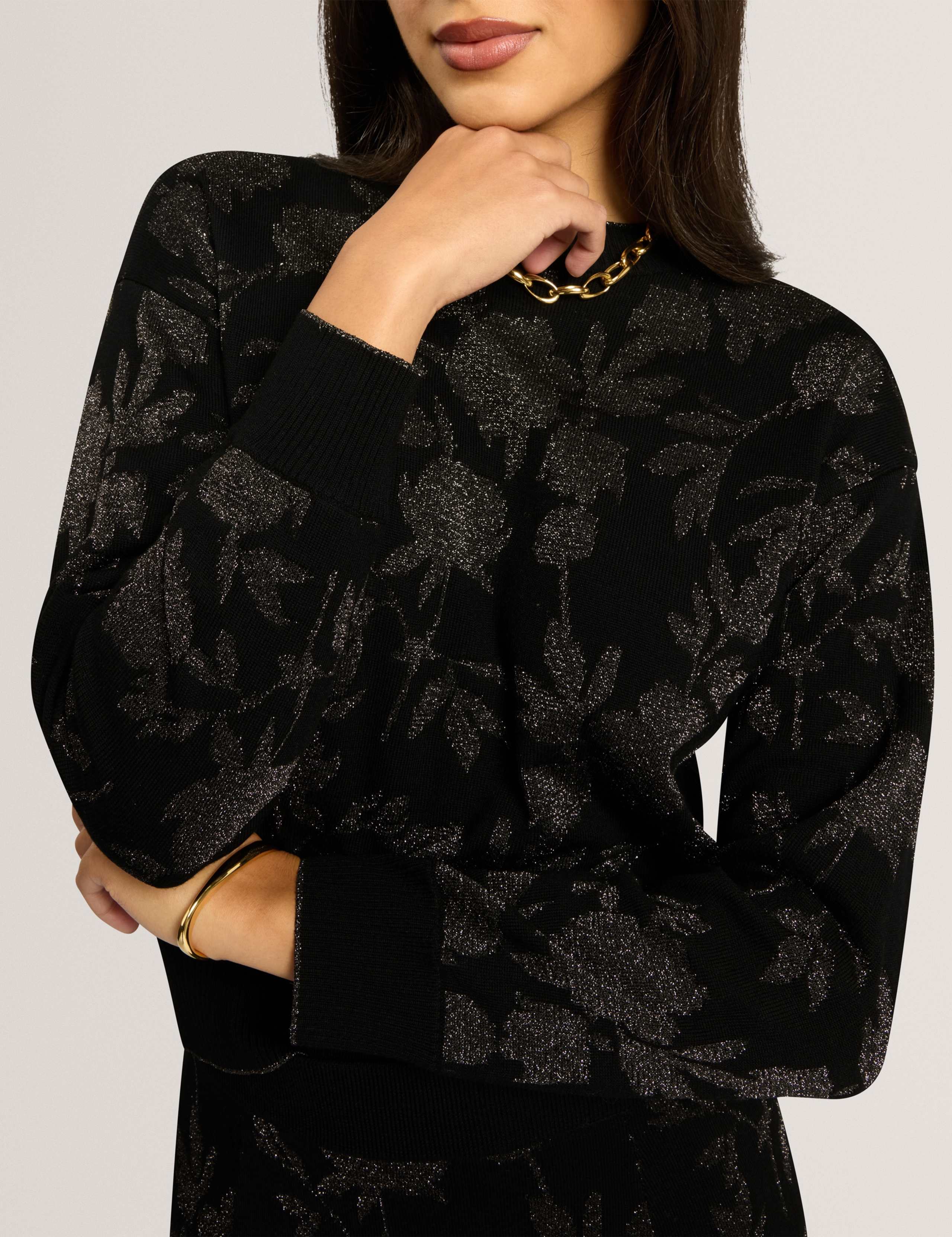 Wool Rich Sparkly Jacquard Crew Neck Jumper 6 of 7