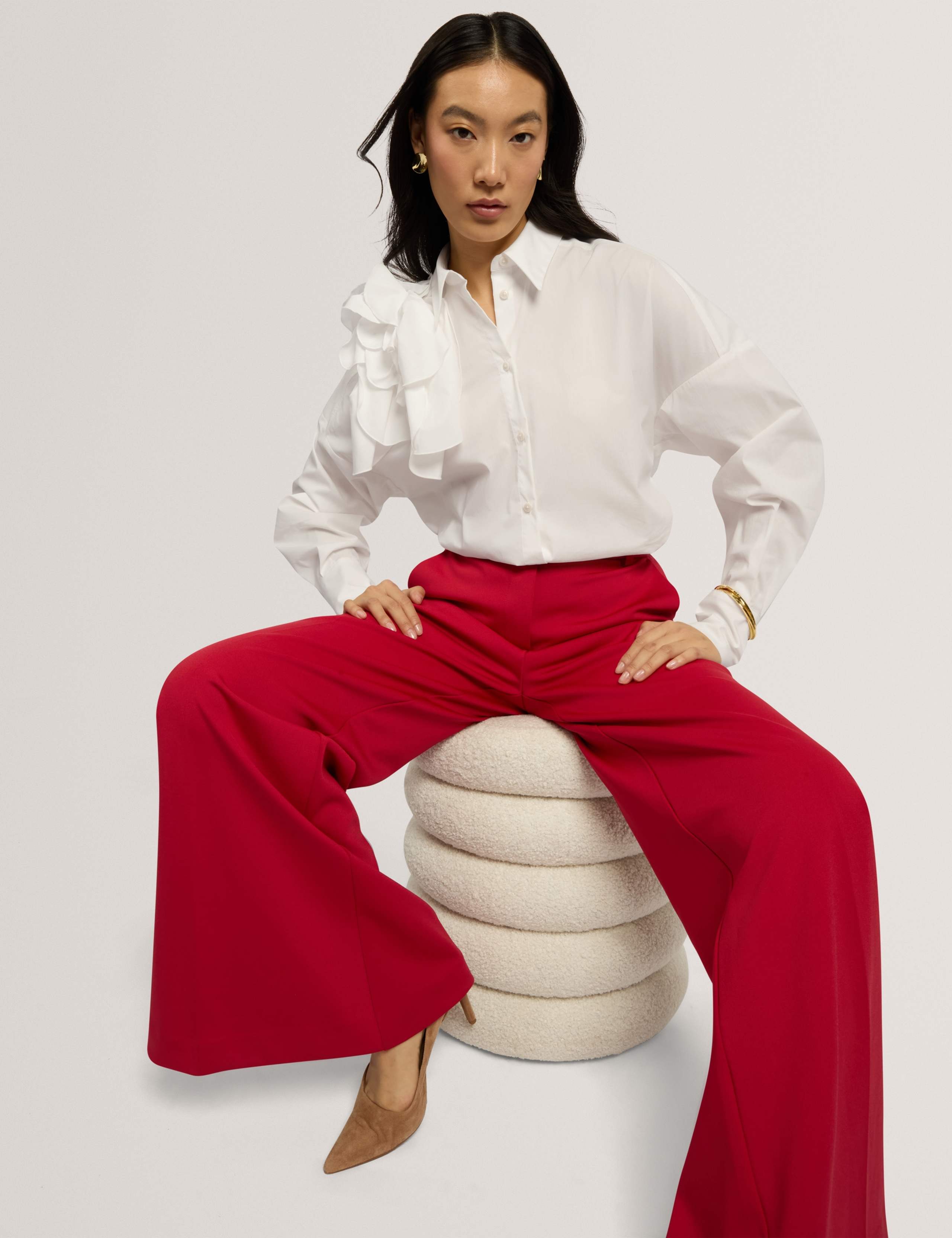 Cotton Rich Corsage Detail Collared Blouse 3 of 7