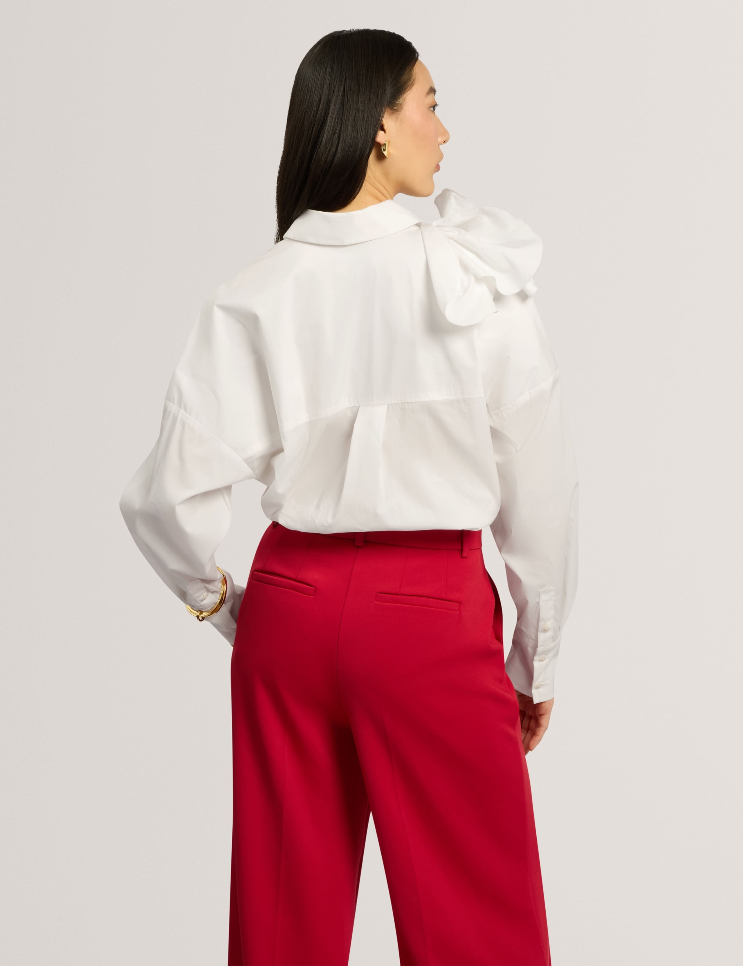 Cotton Rich Corsage Detail Collared Blouse 4 of 7