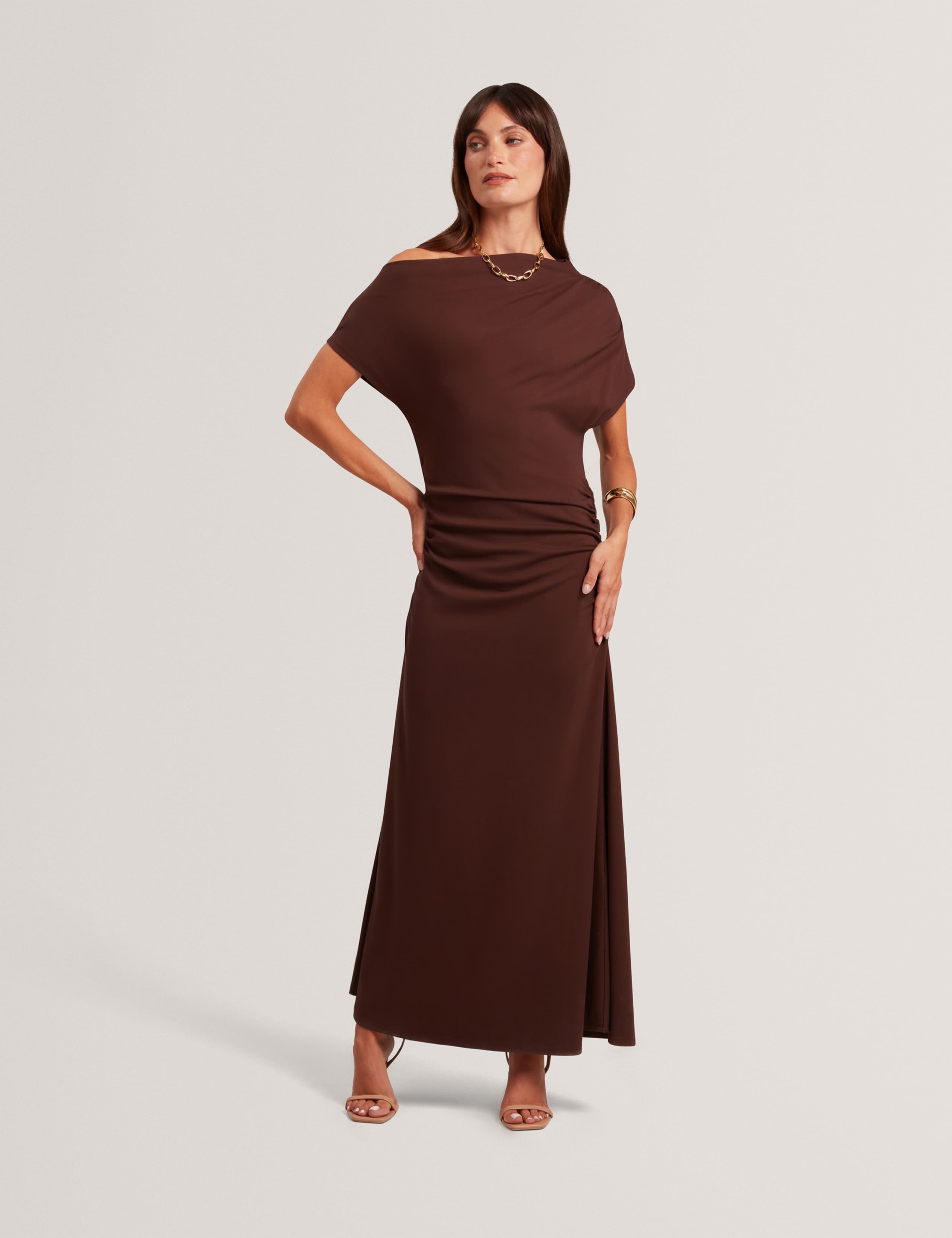 Jersey Asymmetric Midi Column Dress 1 of 4