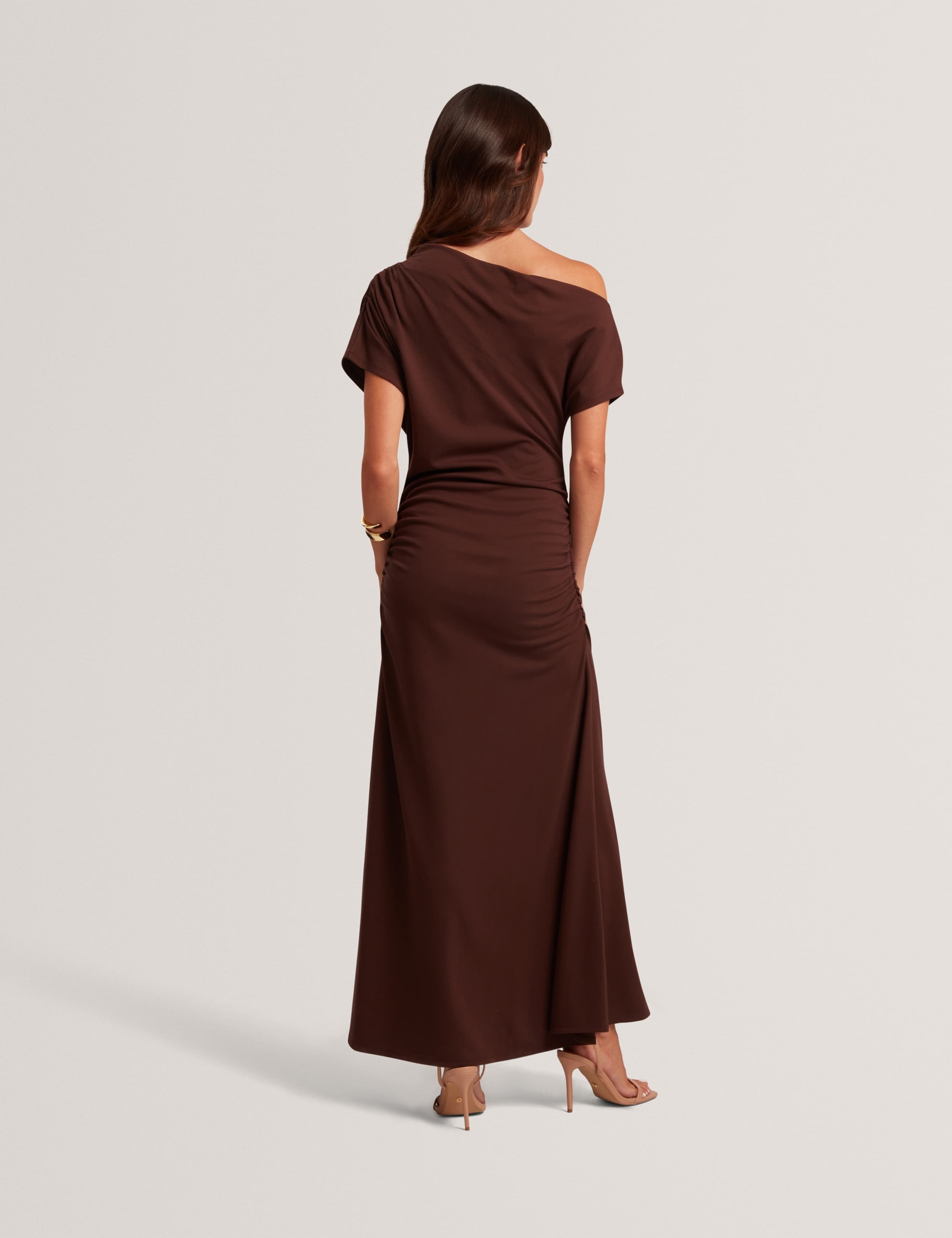 Jersey Asymmetric Midi Column Dress 3 of 4