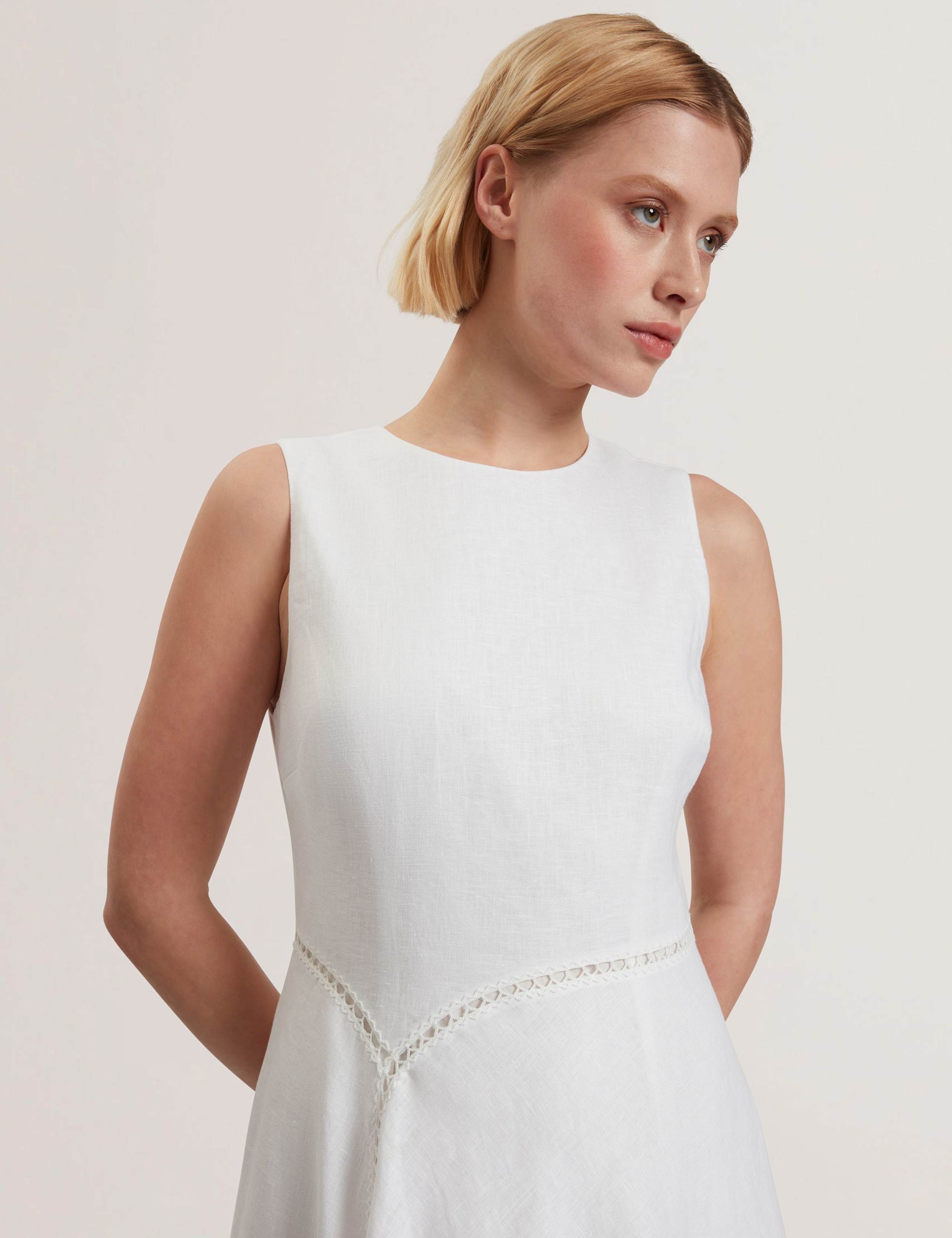 Pure Linen Midi Waisted Dress 4 of 5