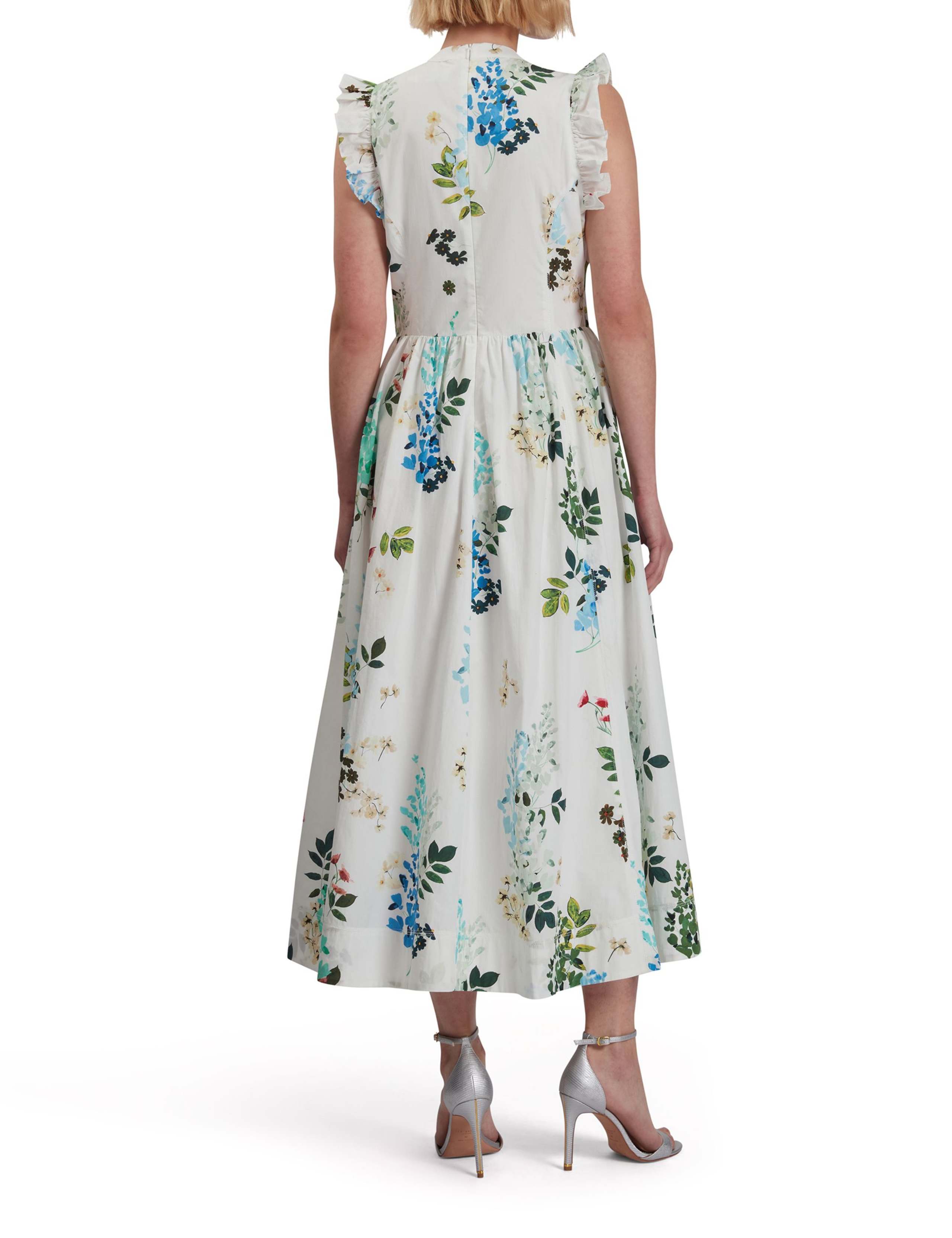 Pure Cotton Floral Midi Waisted Dress 3 of 5