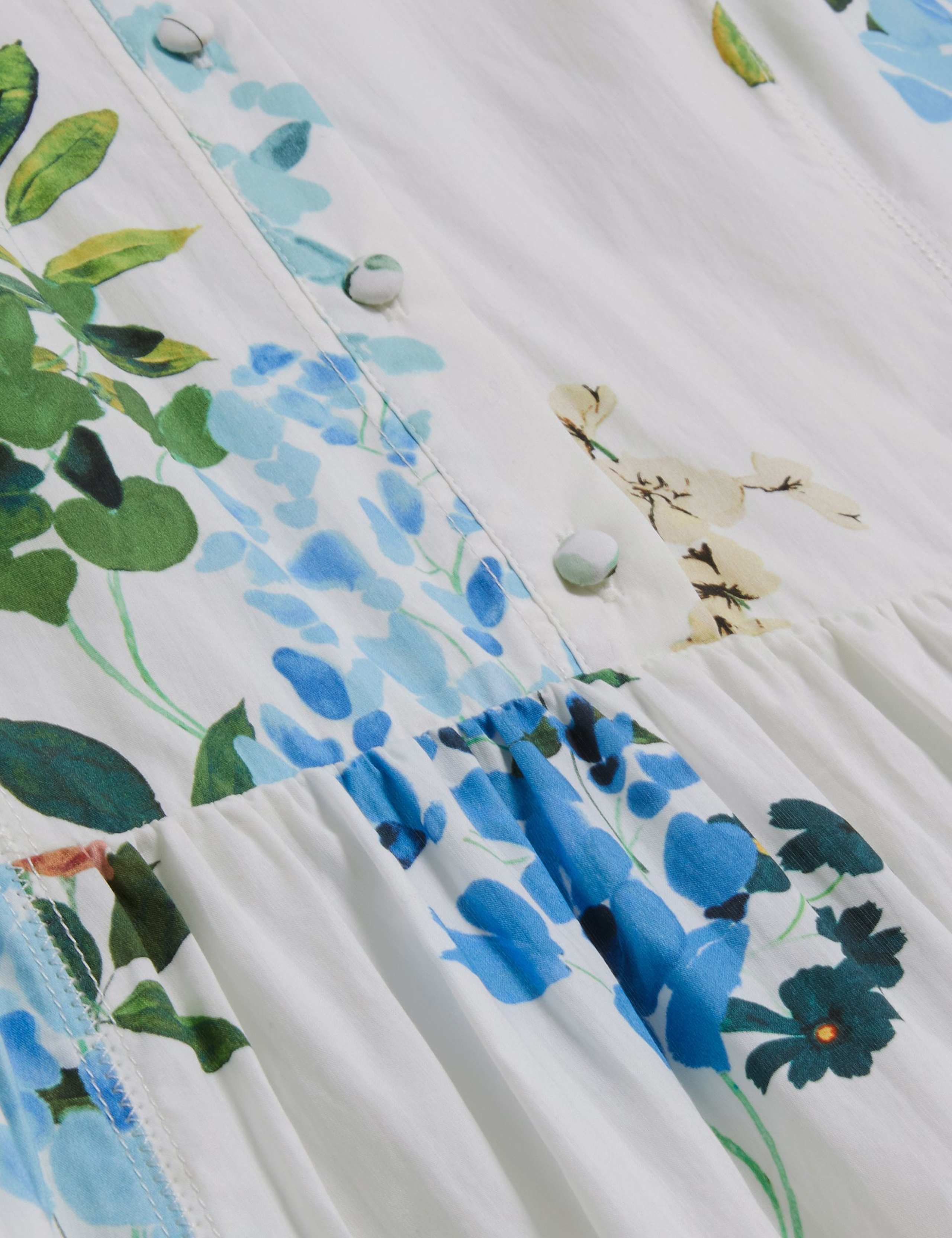 Pure Cotton Floral Midi Waisted Dress 4 of 5