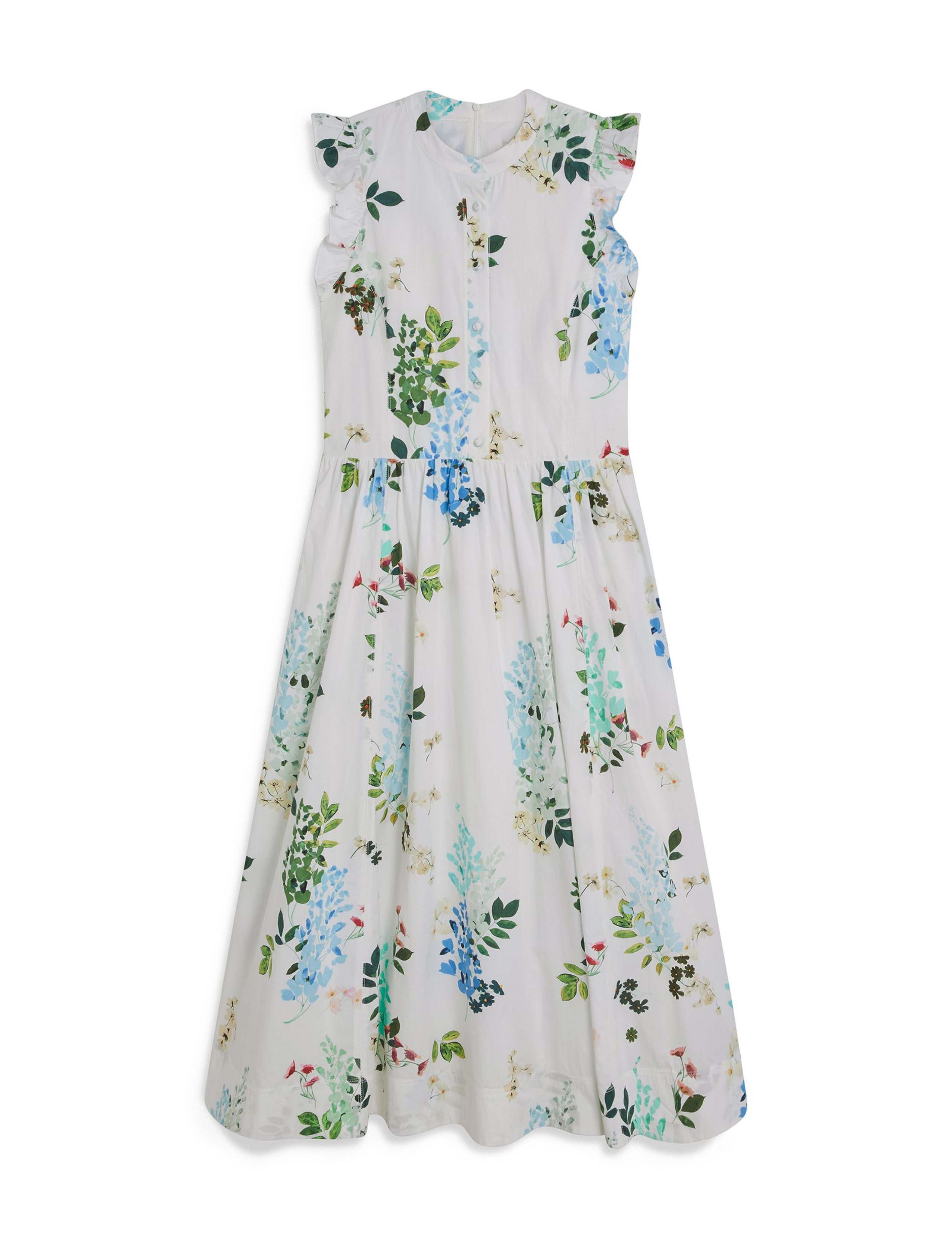 Pure Cotton Floral Midi Waisted Dress 2 of 5