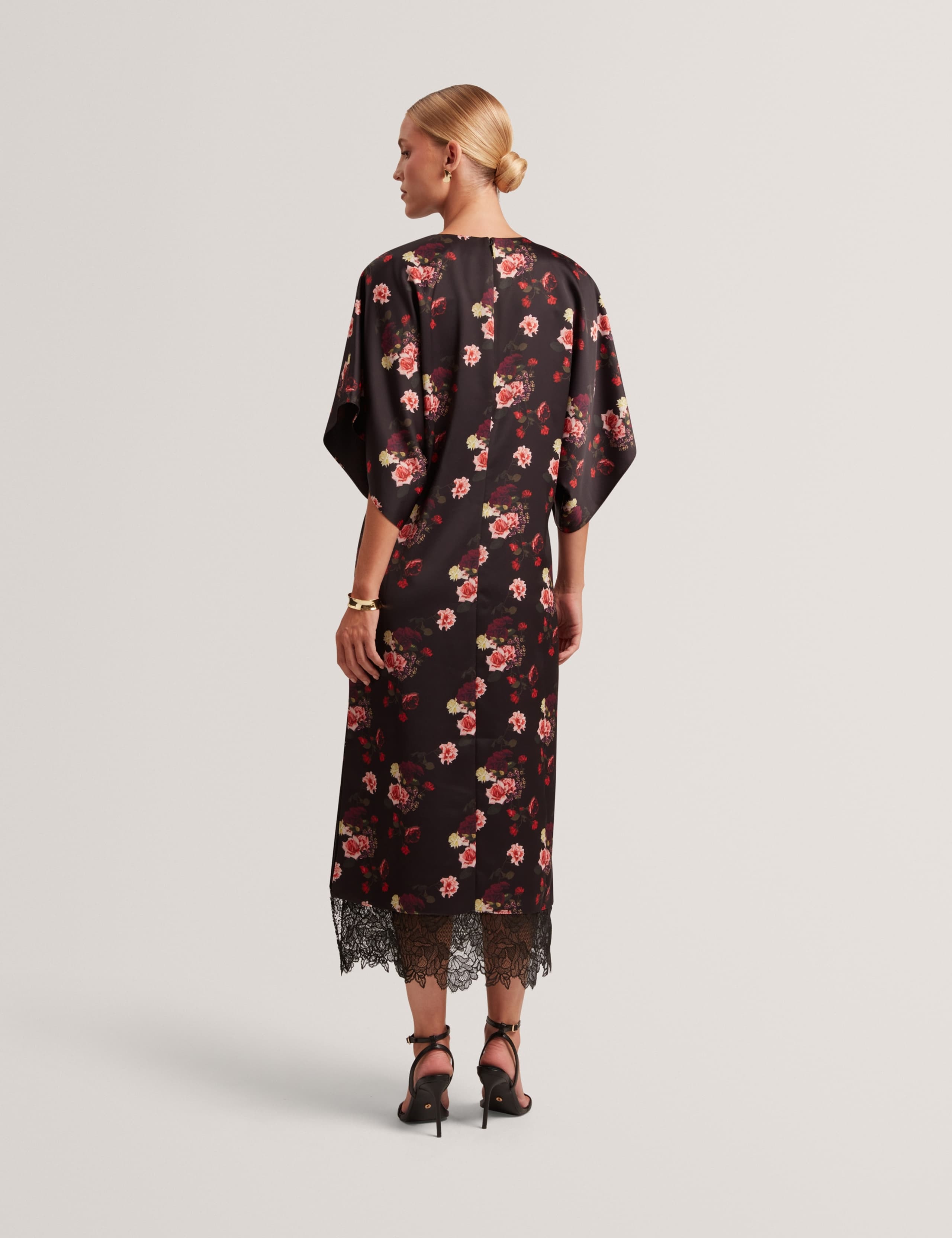 Floral Batwing Lace Trim Midi Dress 4 of 7