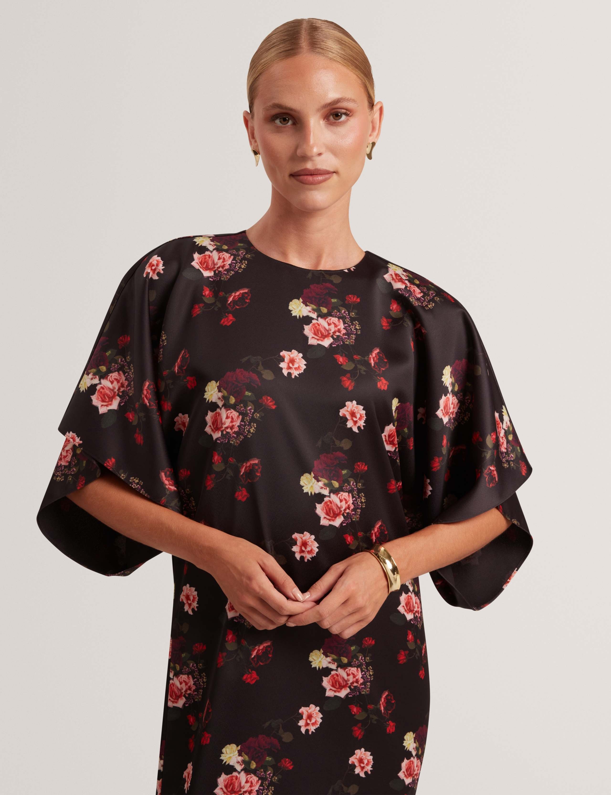 Floral Batwing Lace Trim Midi Dress 5 of 7