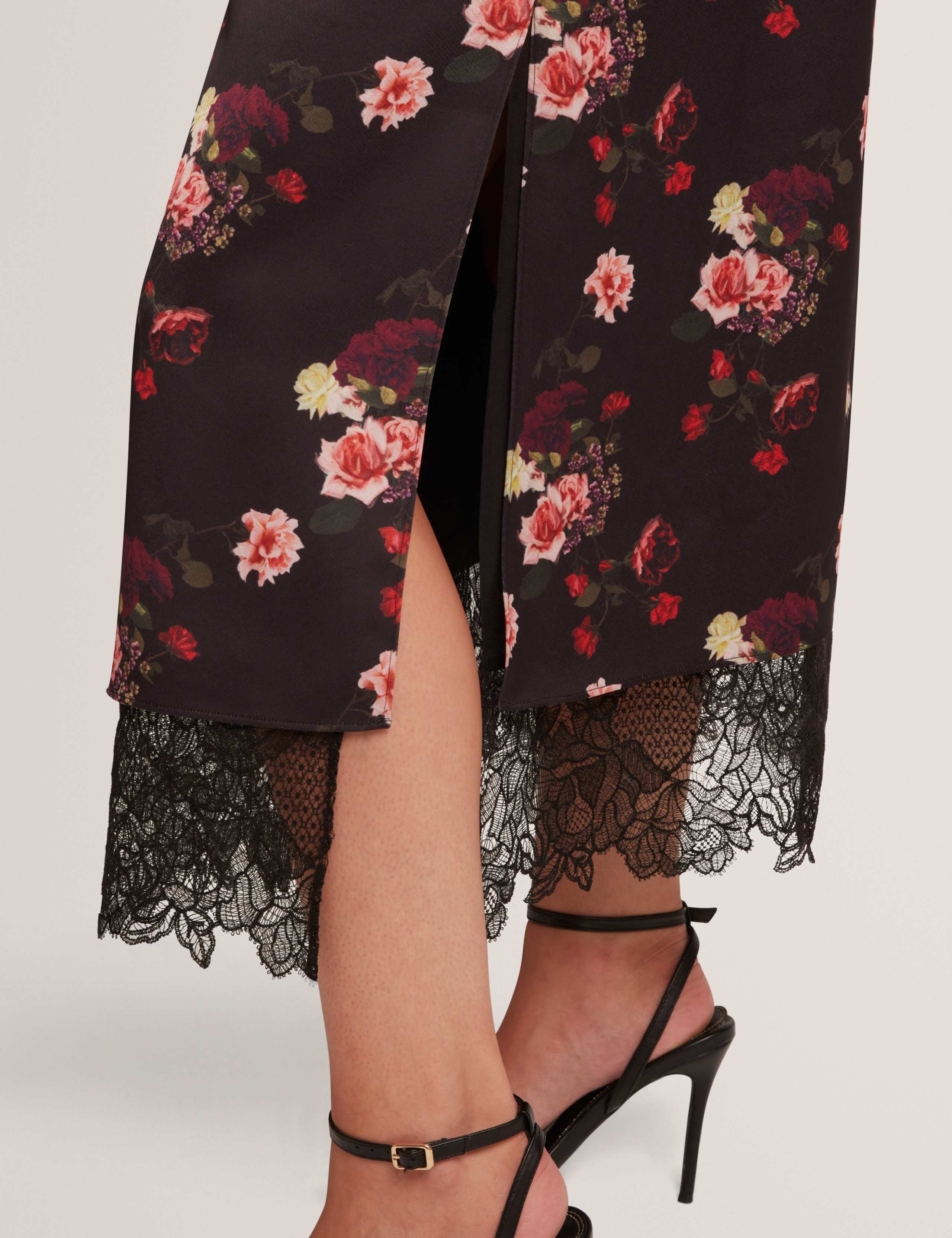 Floral Batwing Lace Trim Midi Dress 6 of 7